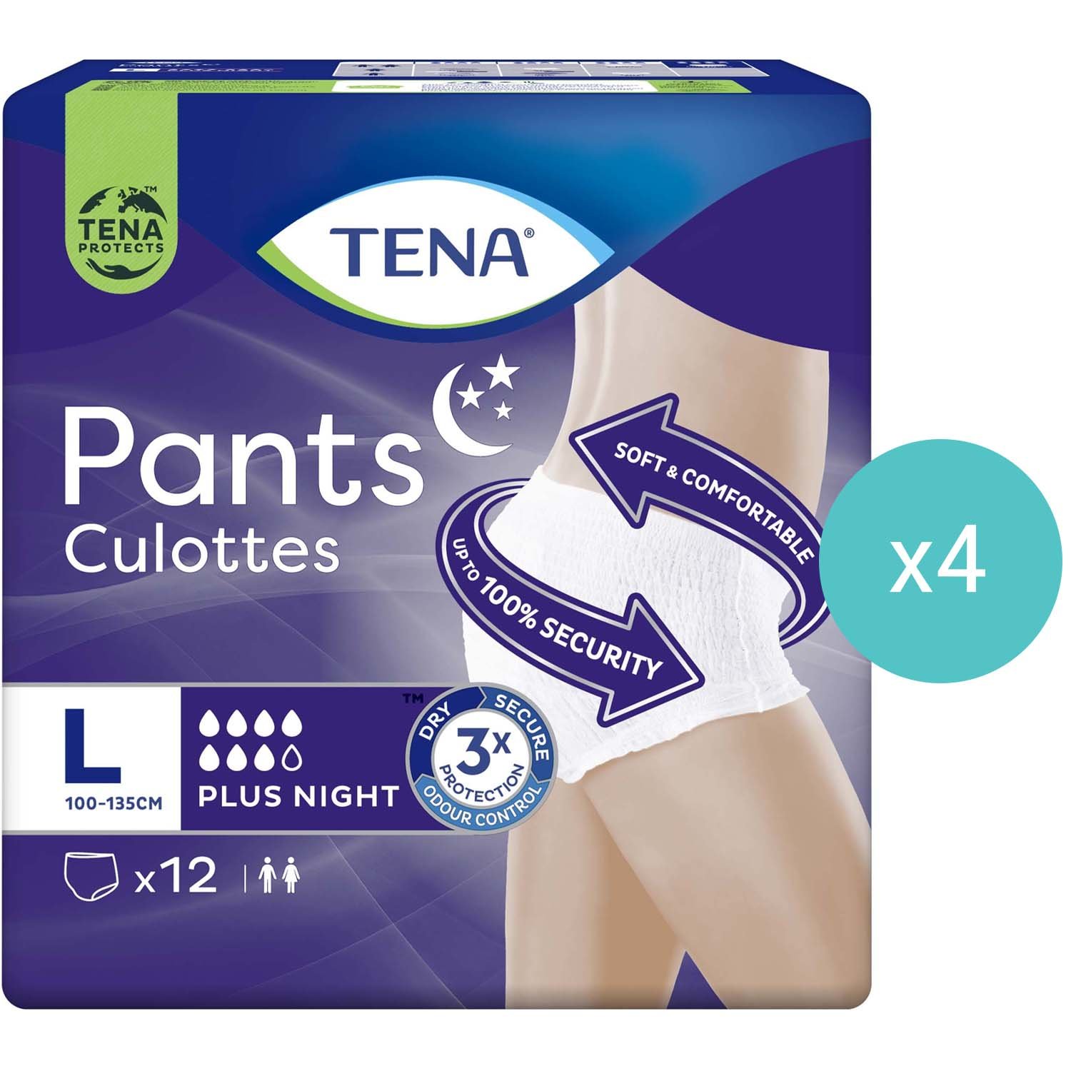 Tena Σετ Tena Pants Plus Night Unisex Απορροφητικά Εσώρουχα για Βαριά Μορφή Ακράτειας 48 Τεμάχια - Large 100-135cm