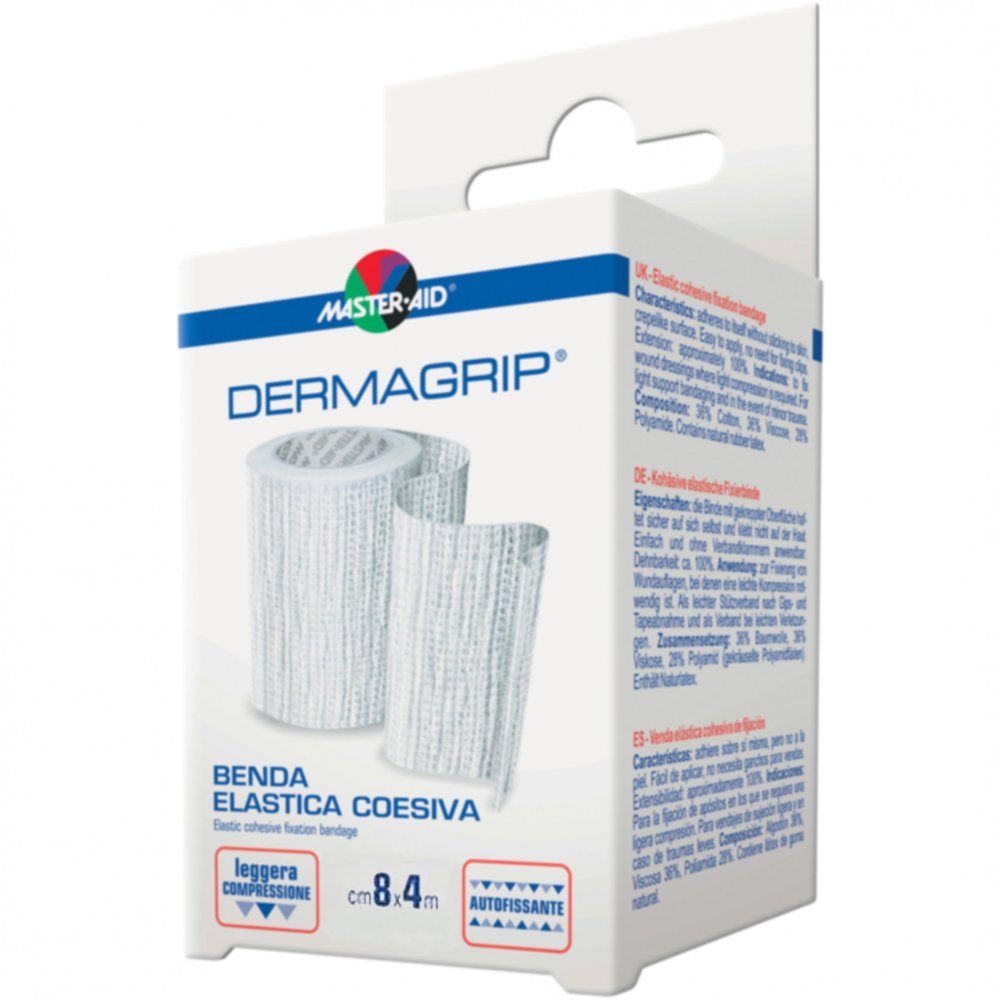 Master Aid Master Aid Dermagrip Elastic Cohesive Fixation Bandage 4m x 8cm Αποστειρωμένος Αυτοκόλλητος Ελαστικός Επίδεσμος 1 Τεμάχιο