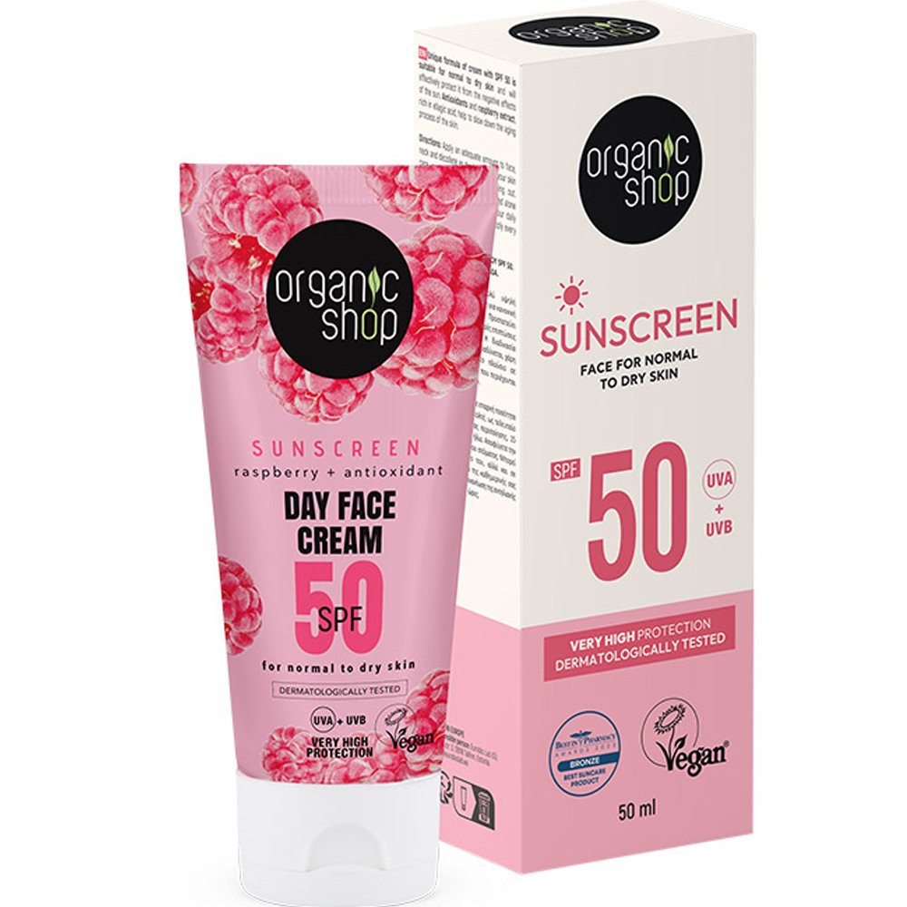 Organic Shop Sunscreen for Normal to Dry Skin Spf50 Αντηλιακή Προσώπου Υψηλής Προστασίας για Κανονικές - Ξηρές Επιδερμίδες 50ml φωτογραφία