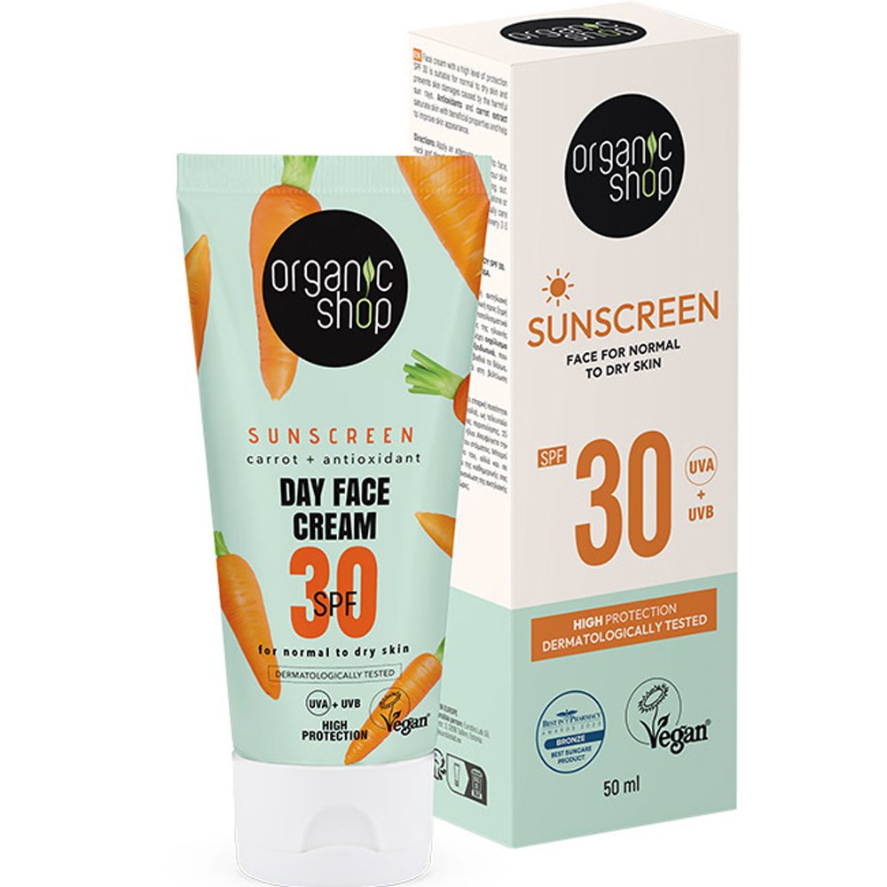 Natura Siberica Organic Shop Sunscreen for Normal to Dry Skin Spf30 Αντηλιακή Προσώπου Υψηλής Προστασίας για Κανονικές - Ξηρές Επιδερμίδες 50ml