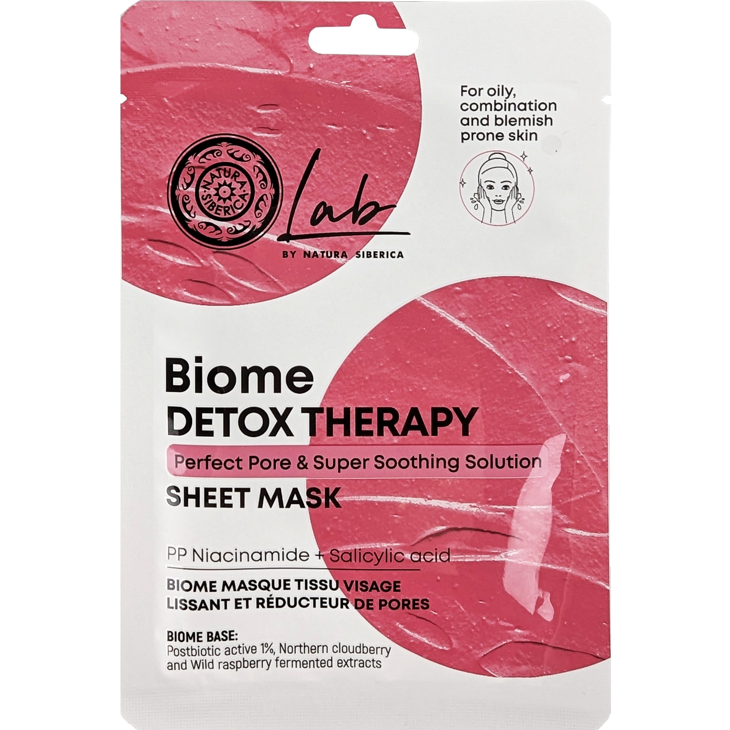 Natura Siberica Bione Detox Therapy Sheet Mask Καταπραϋντική Υφασμάτινη Μάσκα Προσώπου Κατά των Ατελειών 25g