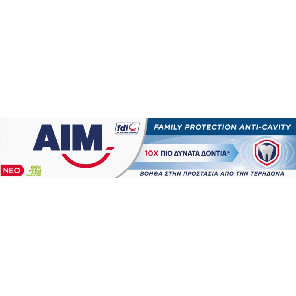 AIM Aim Family Protection Anti-cavity Toothpaste 1450ppm Φθοριούχος Οδοντόκρεμα για την Ενδυνάμωση του Σμάλτου 75ml