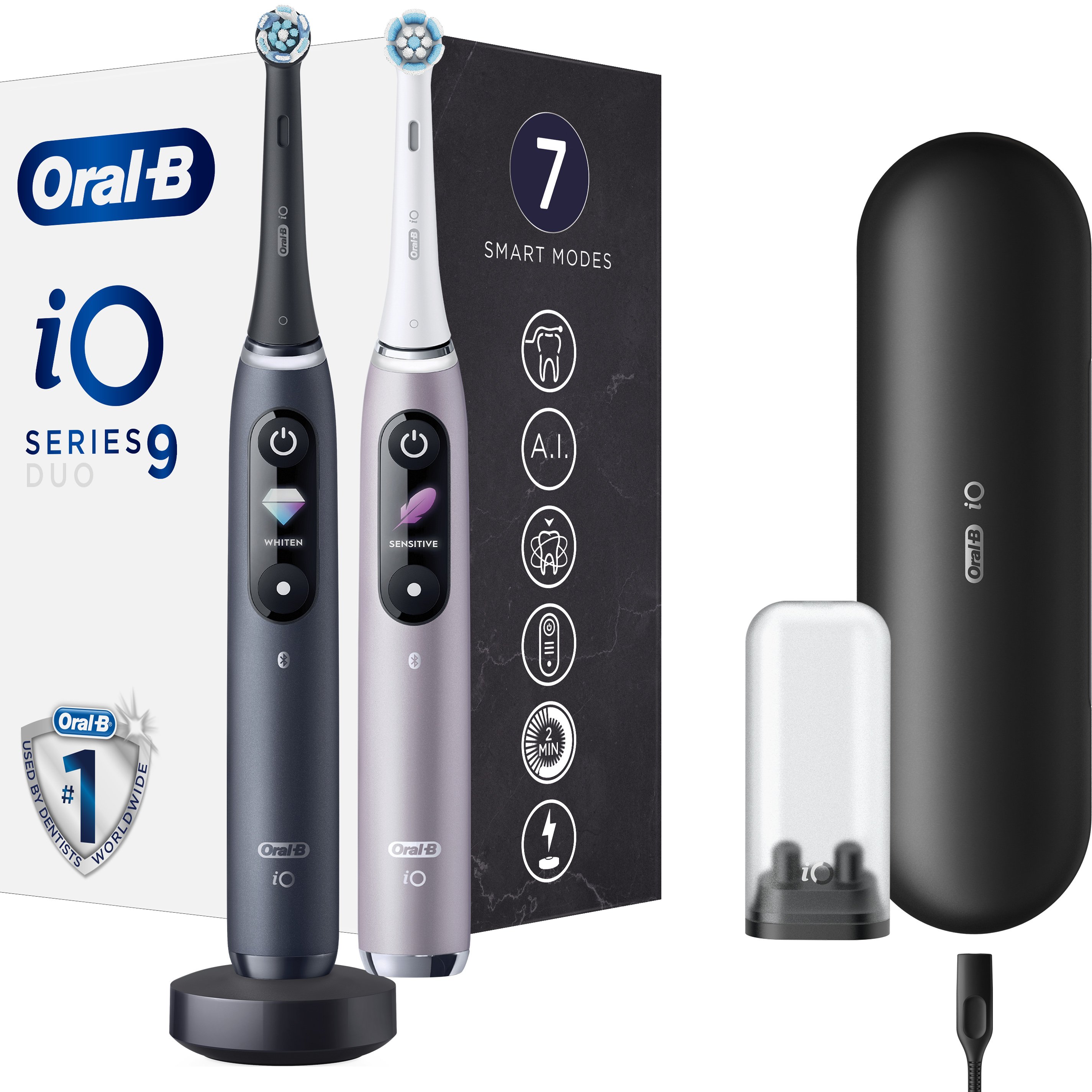 Oral-B Oral-B iO Series 9 Duo Electric Toothbrush Black Onyx 1 Τεμάχιο & Rose 1 Τεμάχιο