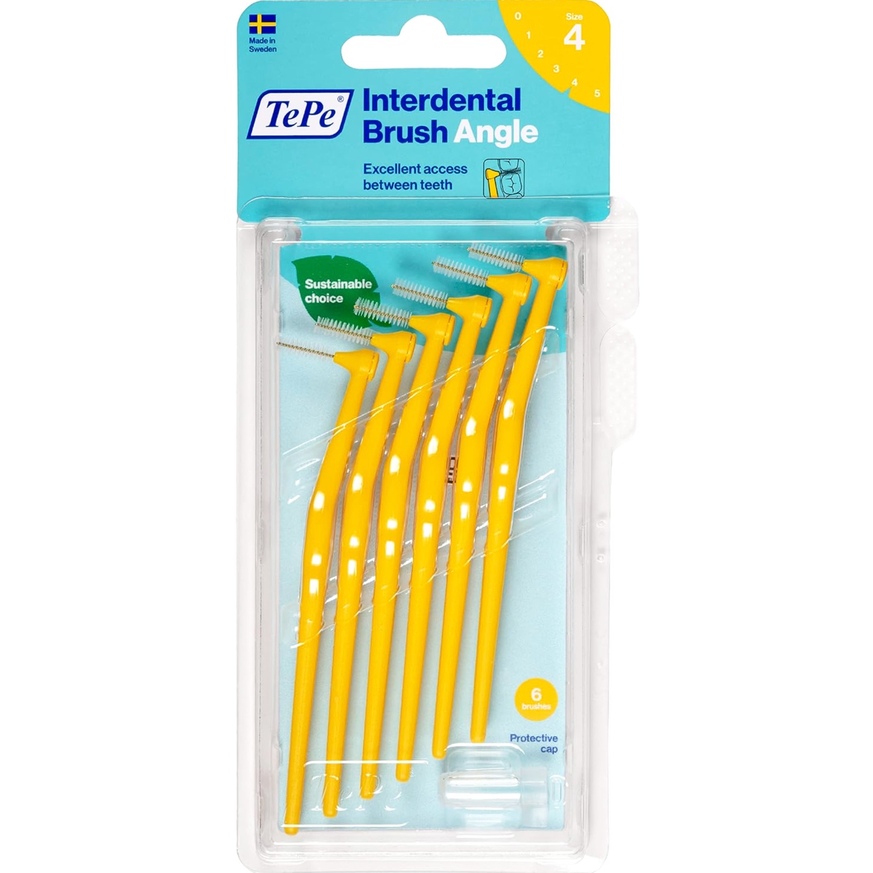 TePe Angle Interdental Brush Angle Μεσοδόντια Βουρτσάκια Καθαρισμού με Μακριά Λαβή & Κεκλιμένη Κεφαλή 6 Τεμάχια – Size 4 (0.7 mm)