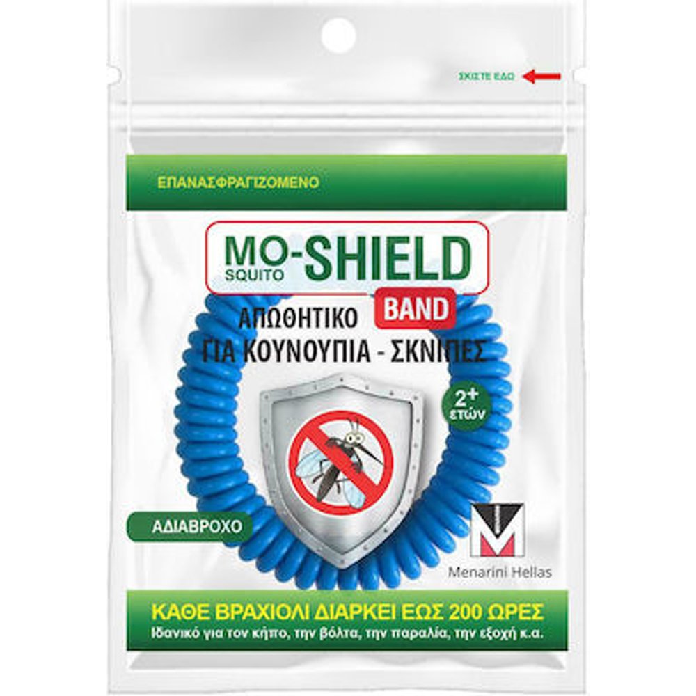 Menarini Menarini Mo-Shield Repellent Band Αδιάβροχο Απωθητικό Βραχιόλι Κατάλληλο για Κουνούπια & Σκνίπες 1 Τεμάχιο - Μπλε