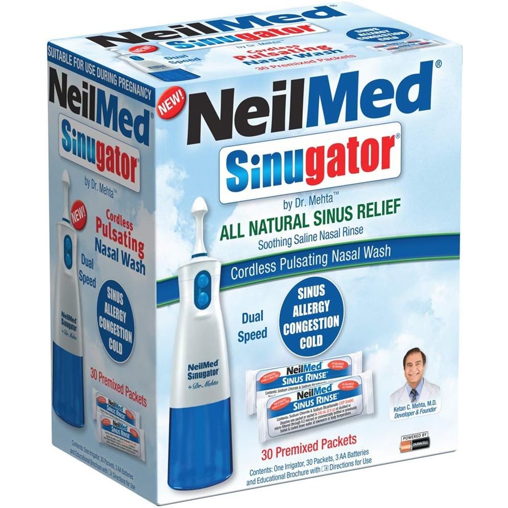 NeilMed NeilMed Promo Sinugator Cordless Pulsating Nasal Wash 1 Τεμάχιο & Αλατούχο Διάλυμα 30 Sachets