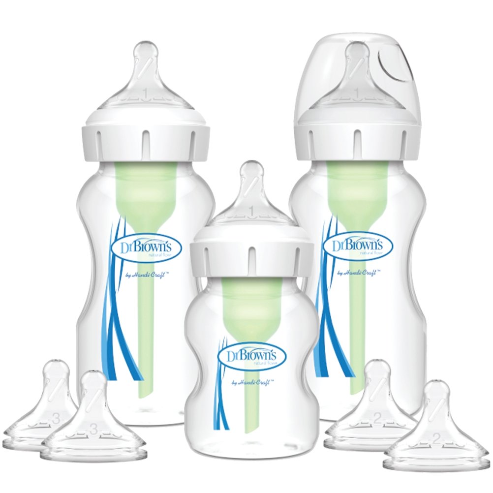 Dr. Brown’s Promo Options+ Anti-colic Plastic Bottle Wide Neck 0m+ (2x270ml) & (1x150ml) & Natural Flow Level 1 Silicone Teat 3 Τεμάχια & Level 2 - Level 3 (2x2Τεμάχια)   φωτογραφία