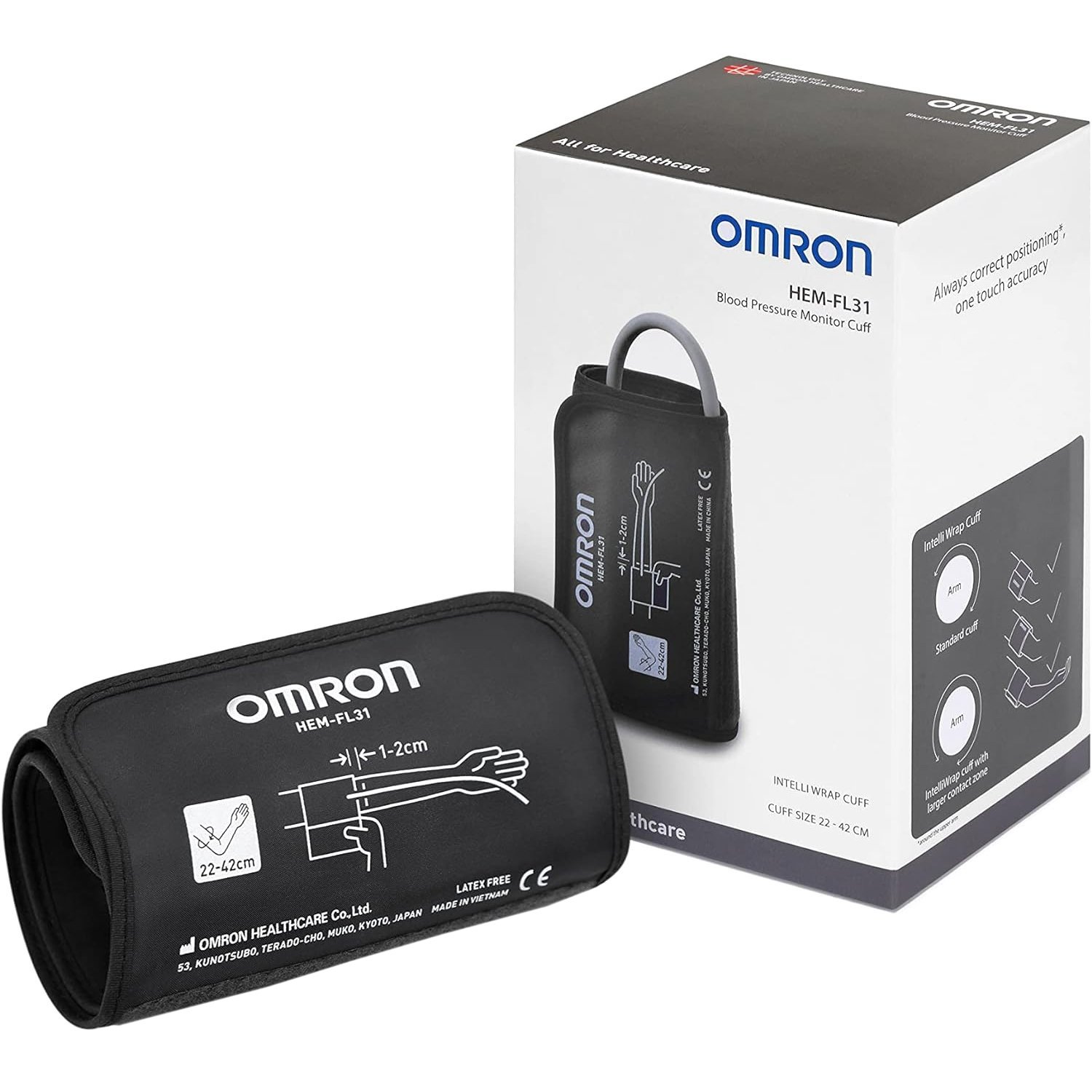 Omron Omron Intelli Wrap Cuff 22-42cm Ανταλλακτικό Περιβραχιόνιο για Πιεσόμετρα Μπράτσου Omron Intelli HEM-FL31, 1 Τεμάχιο