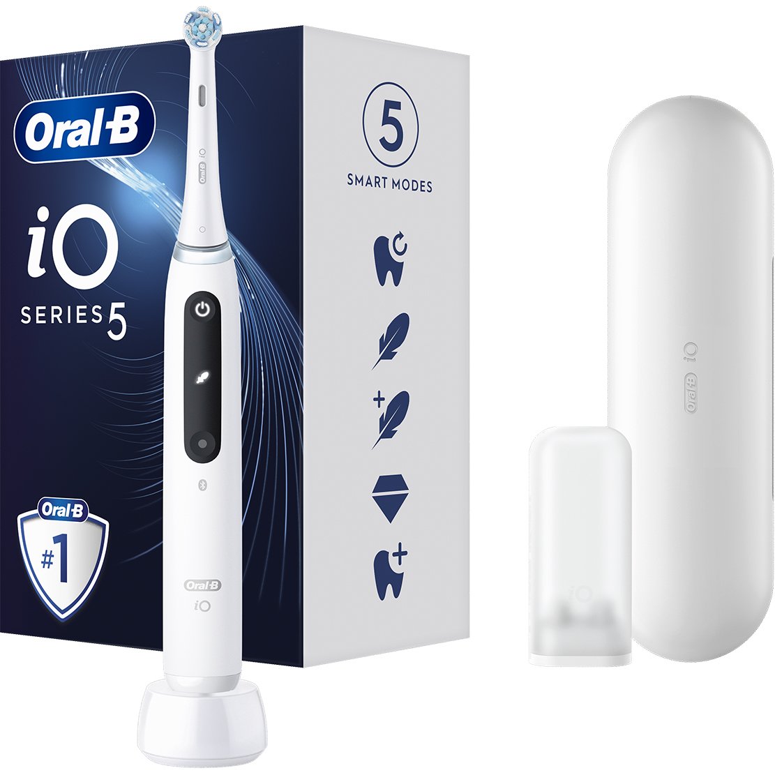 Oral-B Oral-B iO Series 5 Electric Toothbrush White Ηλεκτρική Οδοντόβουρτσα με Επαναστατική iO Τεχνολογία Βουρτσίσματος, 5 Έξυπνα Προγράμματα Επαγγελματικού Καθαρισμού 1 Τεμάχιο