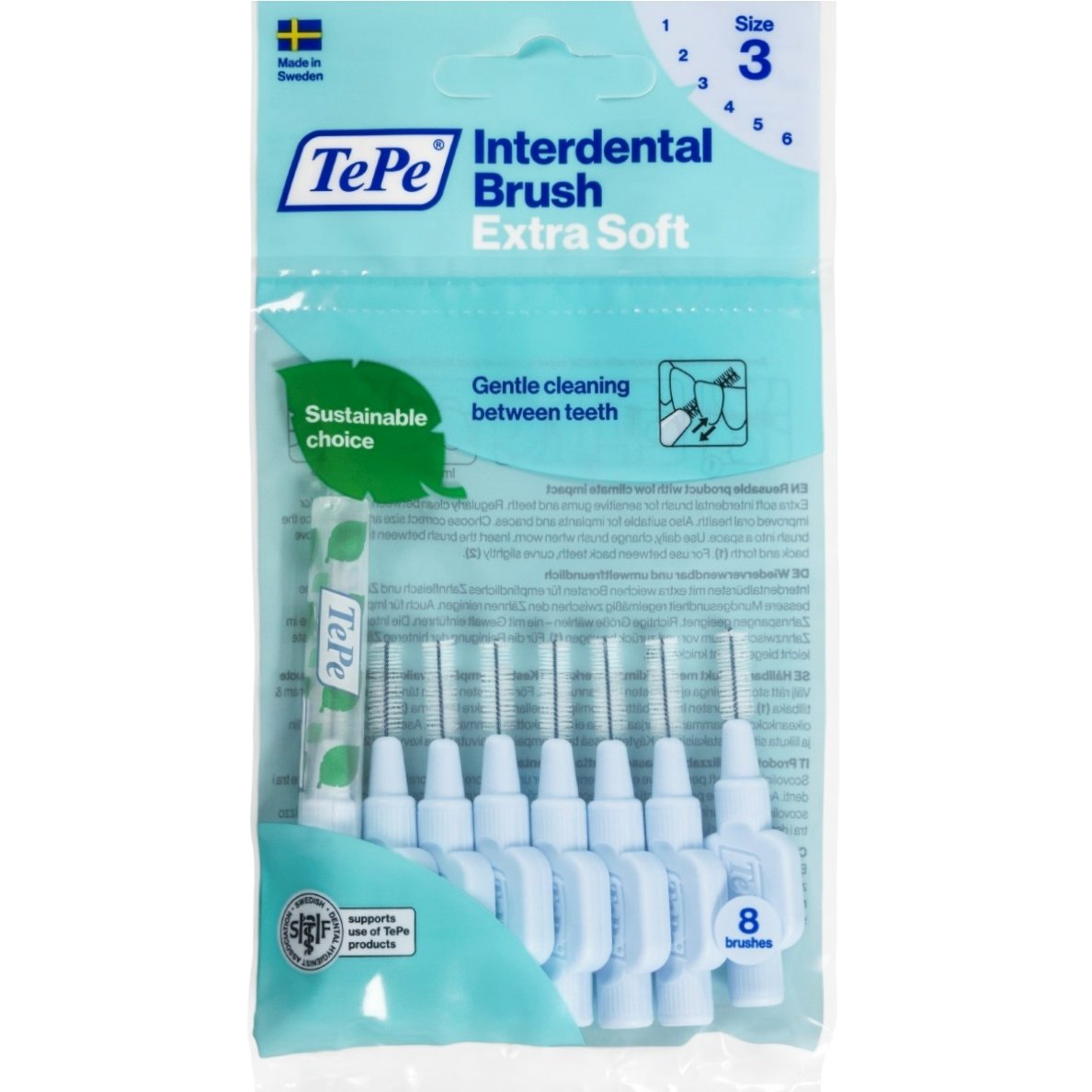 TePe Interdental Brush Extra Soft Μεσοδόντια Βουρτσάκια με Μαλακές Ίνες για Ευαίσθητα Δόντια & Ούλα 8 Τεμάχια – Size 3 (0.6mm)