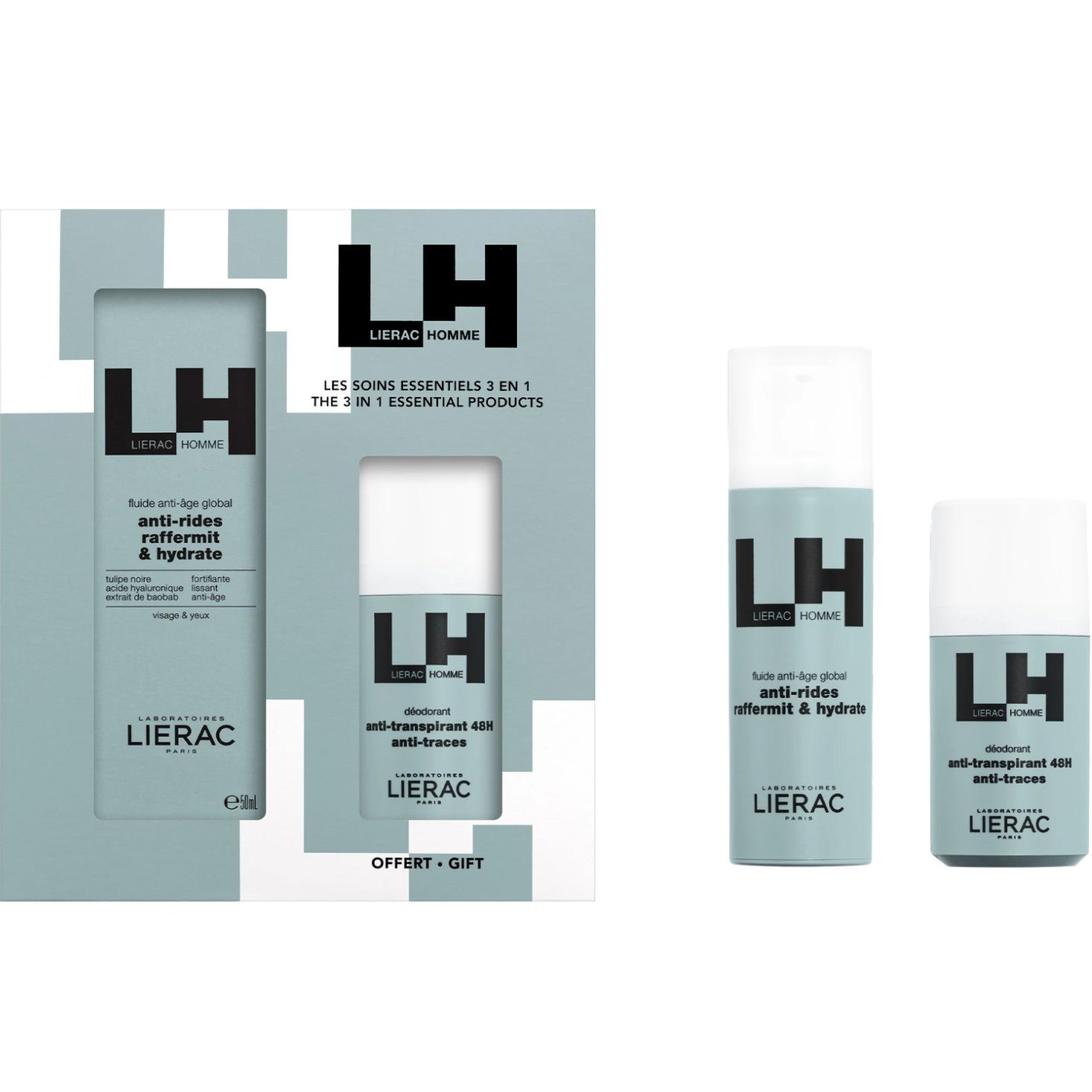 Lierac Promo Homme Global Anti-Aging, Anti-Wrinkles Firms - Moisturizes Fluid 50ml & Δώρο Deodorant Anti-Transpirant 48h Anti-Traces 50ml φωτογραφία