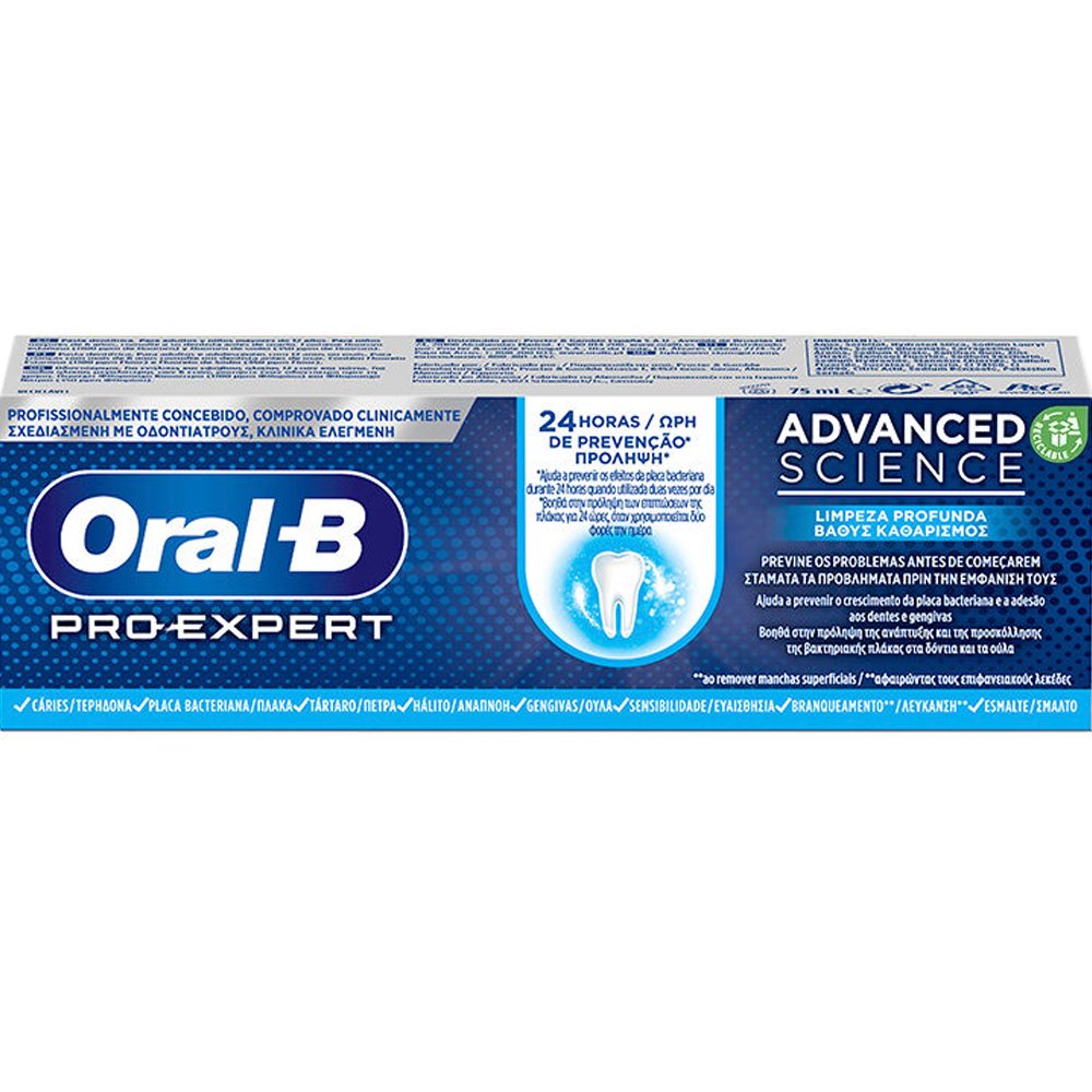 Oral-B Pro-Expert Advances Science Toothpaste 1450ppm Φθοριούχος Οδοντόκρεμα για 24ωρη Προστασία Κατά της Πλάκας, με Λευκαντική Δράση 75ml