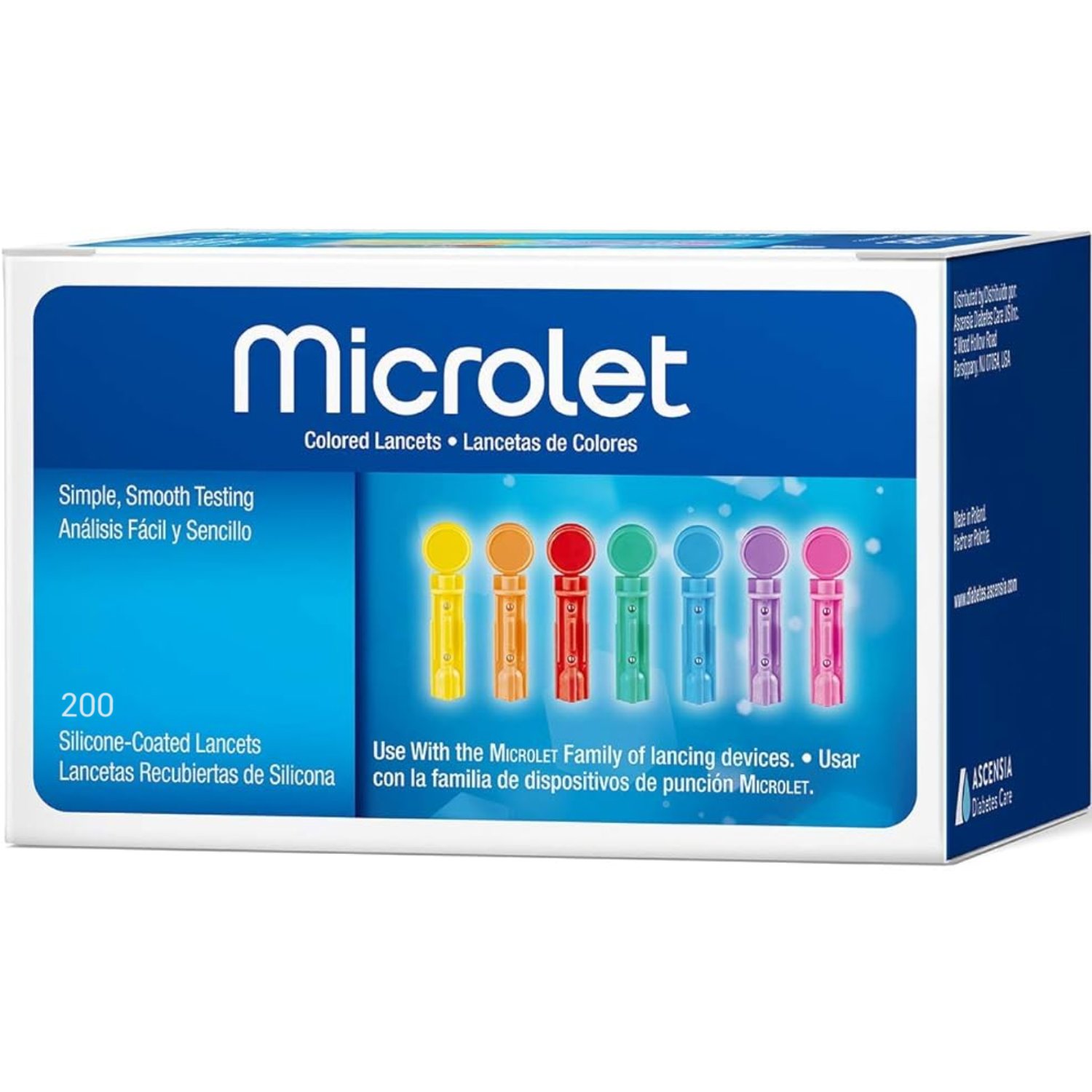 Bayer Microlet Coloured Lancets Σκαρφιστήρες για το Σύστημα Παρακολούθησης Γλυκόζης Αίματος 200 Τεμάχια