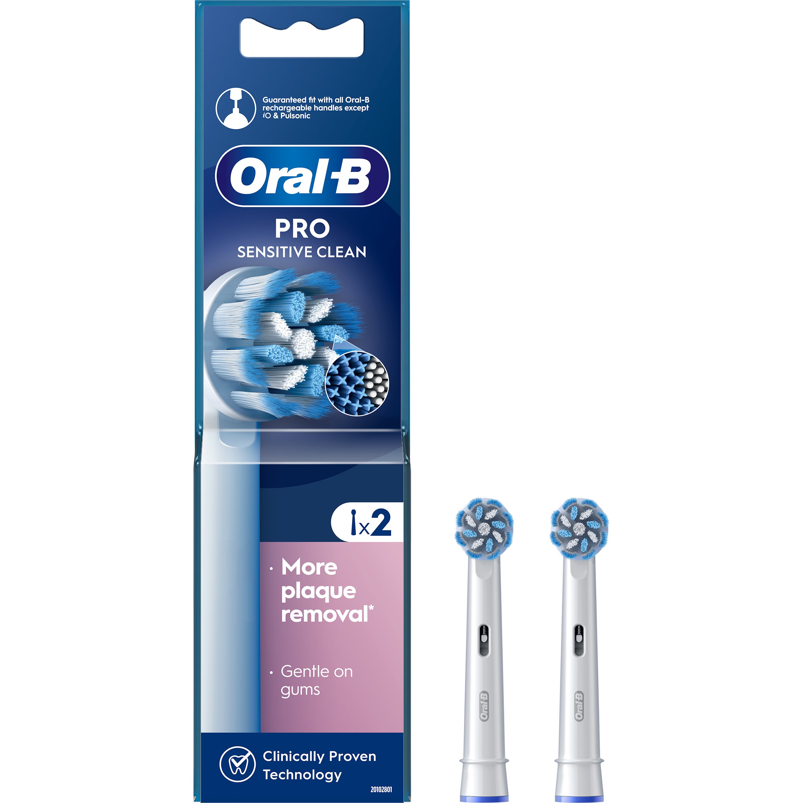 Oral-B Oral-B Pro Sensitive Clean Soft Electric Toothbrush Head Ανταλλακτικές Κεφαλές Ηλεκτρικής Οδοντόβουρτσας για Απαλό Βούρτσισμα, Αφαίρεση της Πλάκας & Απαλές Ίνες με Ένδειξη Αντικατάστασης της Κεφαλής 2 Τεμάχια