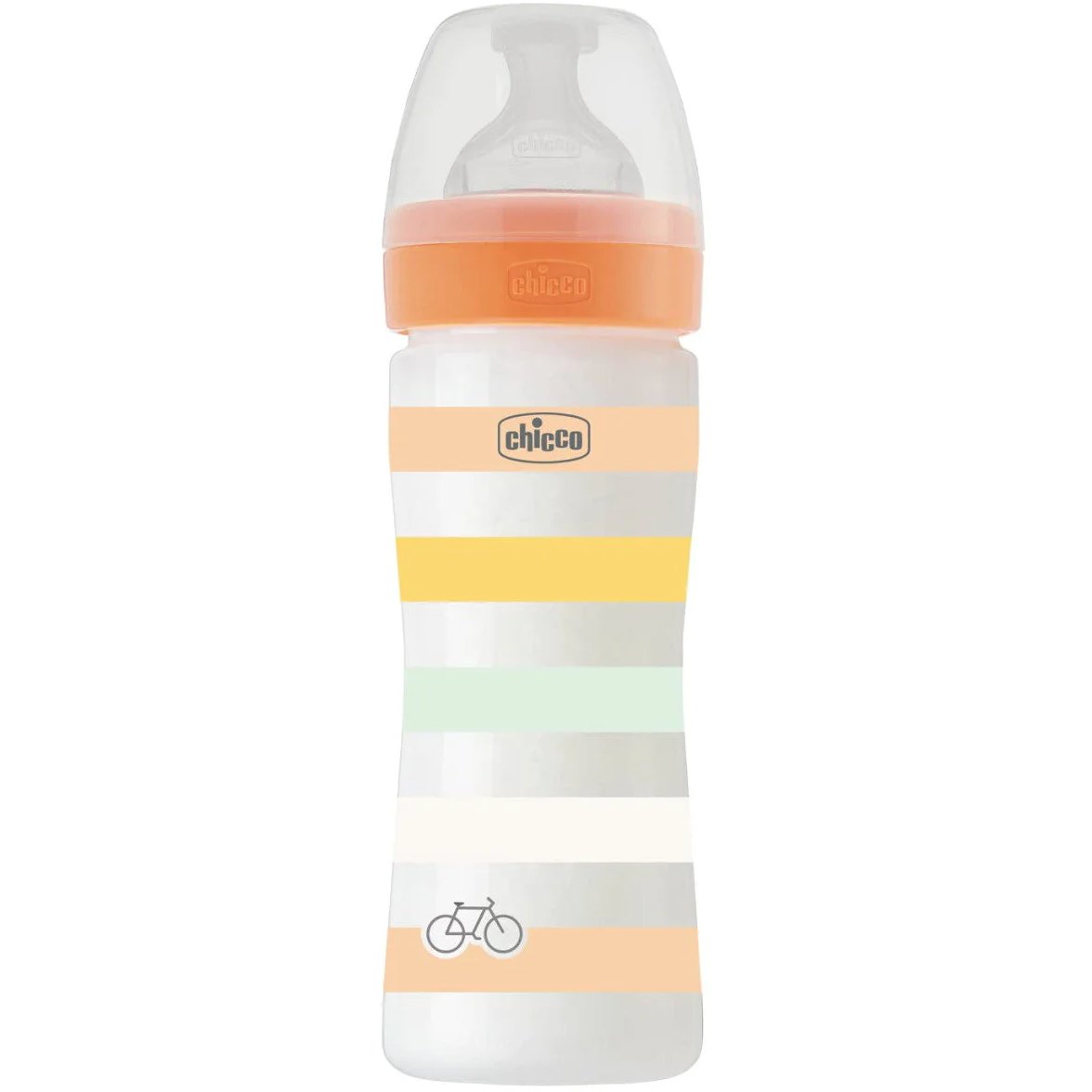 Chicco Well-Being Colors Unisex Πλαστικό Μπιμπερό με Θηλή Μέτριας Ροής 2m+ Ειδικά Σχεδιασμένο για να Μειώνει τους Κολικούς & τις Παλινδρομήσεις που Προκαλεί το Τάισμα στα Βρέφη 250ml, Κωδ 2862331