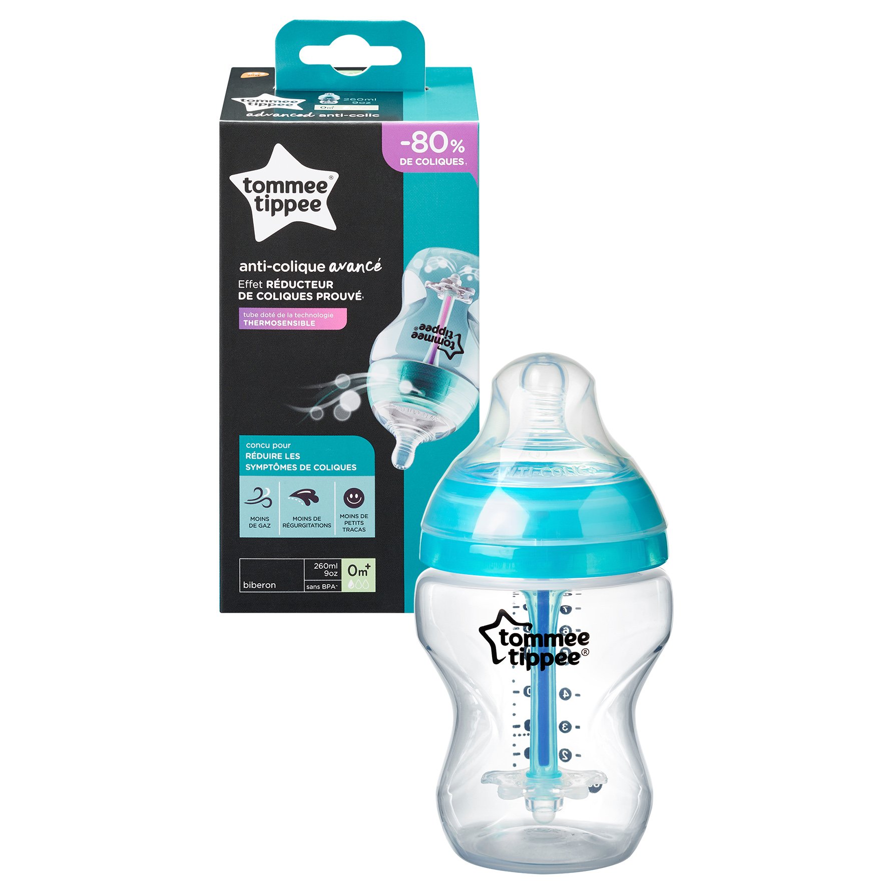 Tommee Tippee Tommee Tippee Advanced Anti-Colic Baby Bottle 0m+ Κωδ 42256985 Μπιμπερό Πολυπροπυλενίου Αργής Ροής με Θηλή Σιλικόνης Κατά των Κολικών 260ml