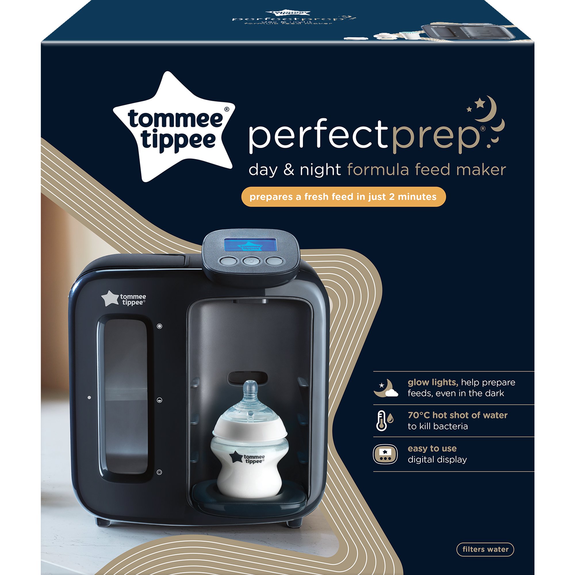 Tommee Tippee Tommee Tippee Perfect Prep Day & Night Black Baby Formula Feed Maker Πρακτικός & Γρήγορος Παρασκευαστής Βρεφικού Γάλακτος σε Μαύρο Χρώμα 1 Τεμάχιο