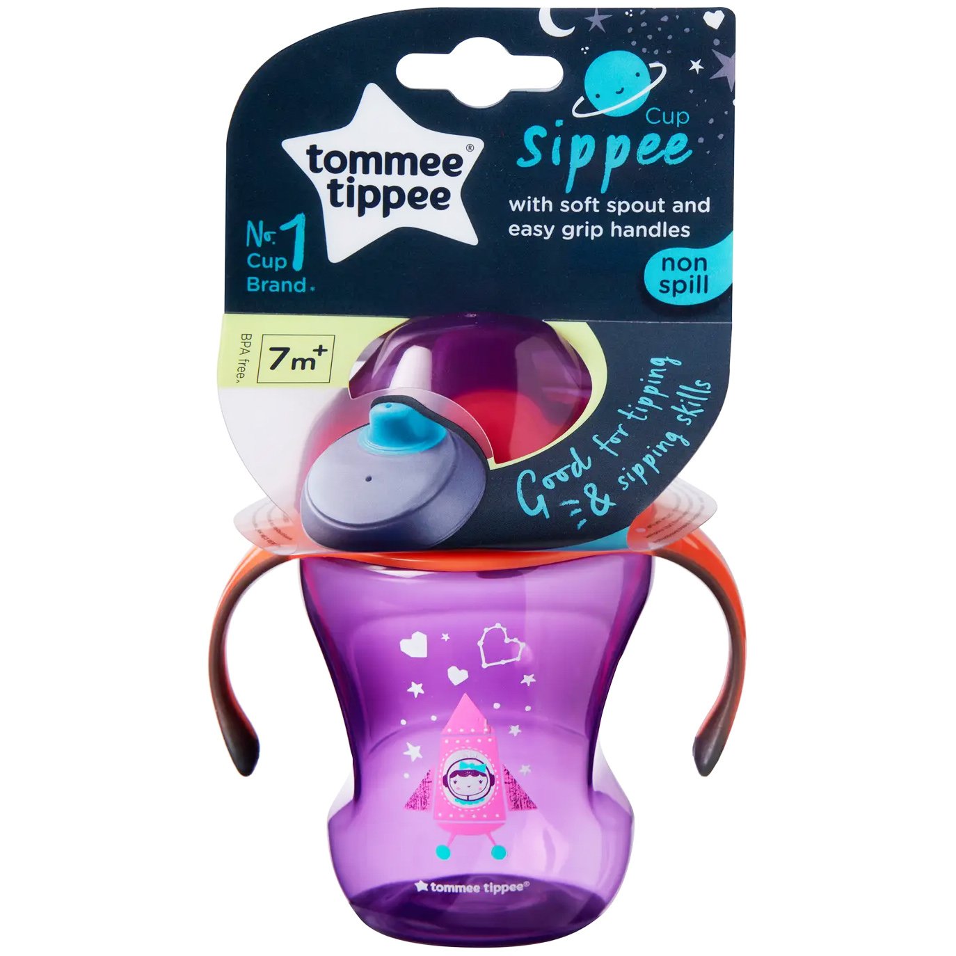 Tommee Tippee Tommee Tippee Soft Sippee Cup Κωδ 447152 Εκπαιδευτικό Κύπελλο με Στόμιο & Λαβές 7m+ Μωβ 230ml