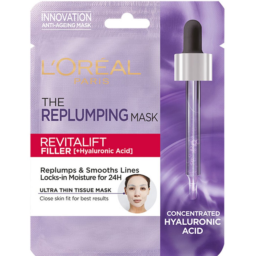 L'oreal Paris Revitalift Filler the Replumping Mask Υφασμάτινη Μάσκα Προσώπου με Υαλουρονικό Οξύ για Ενυδάτωση & Σύσφιξη της Επιδερμίδας 30g 49973