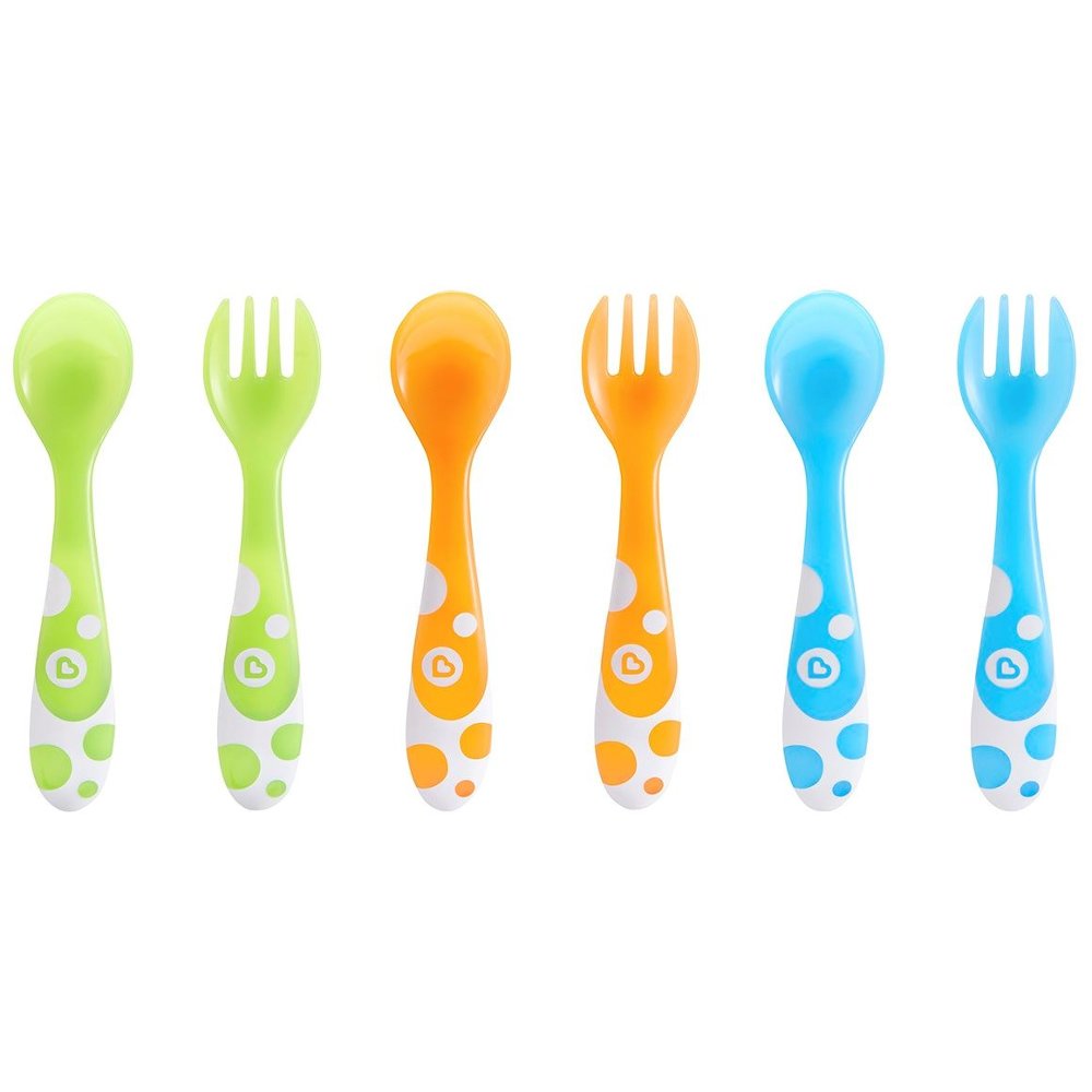 Munchkin Munchkin Multi Coloured Forks & Spoons Πολύχρωμα Κουταλάκια και Πιρουνάκια 12m+, 6 Τεμάχια