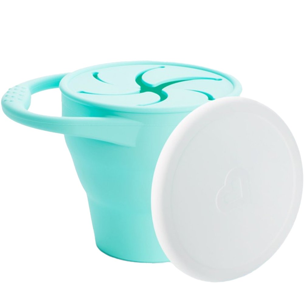 Munchkin C'est Silicone Snack Catcher With Lid 6m+ Παιδικό Πτυσσόμενο Δοχείο Σιλικόνης για Φαγητό με Λαβή 1 Τεμάχιο, Κωδ 90180 - Mint φωτογραφία