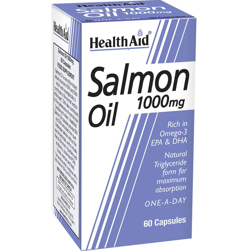 Health Aid Health Aid Salmon Oil 1000mg Συμπλήρωμα Διατροφής Ιχθυέλαιού Σολομού Πλούσιο σε Ω3 Λιπαρά Οξέα για τη Φυσιολογική Λειτουργία της Καρδιάς, του Εγκεφάλου & της Όρασης 60caps