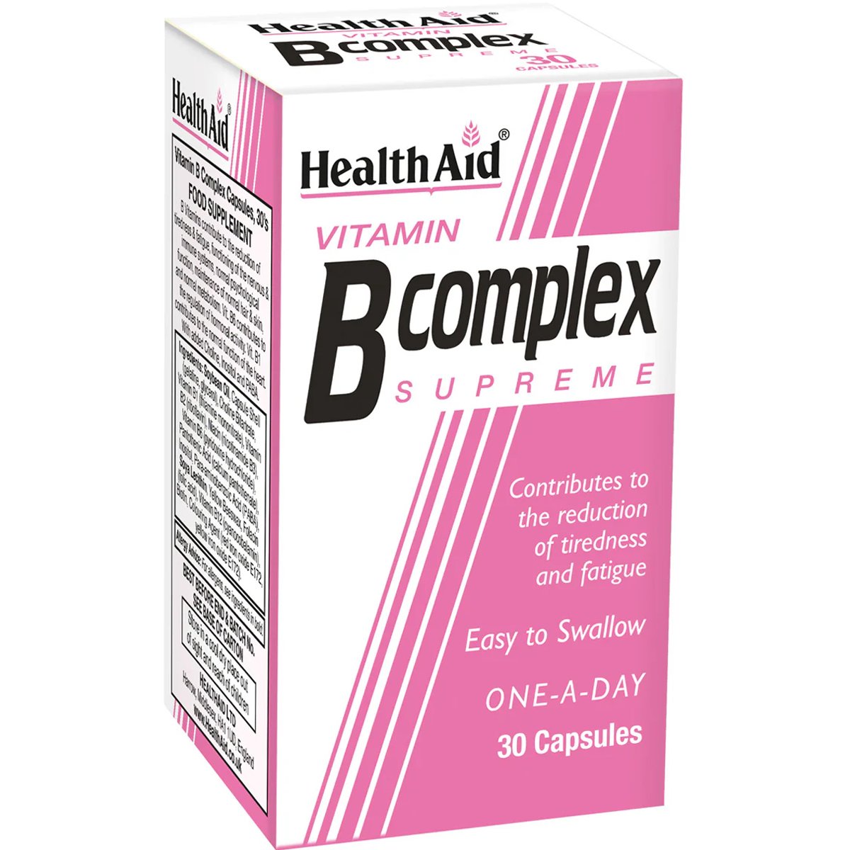 Health Aid B Complex Supreme Συμπλήρωμα Διατροφής Συμπλέγματος Βιταμινών Β για την Καλή Υγεία του Νευρικού Συστήματος, Κατά της Κόπωσης για Αυξημένα Επίπεδα Ενέργειας 30caps