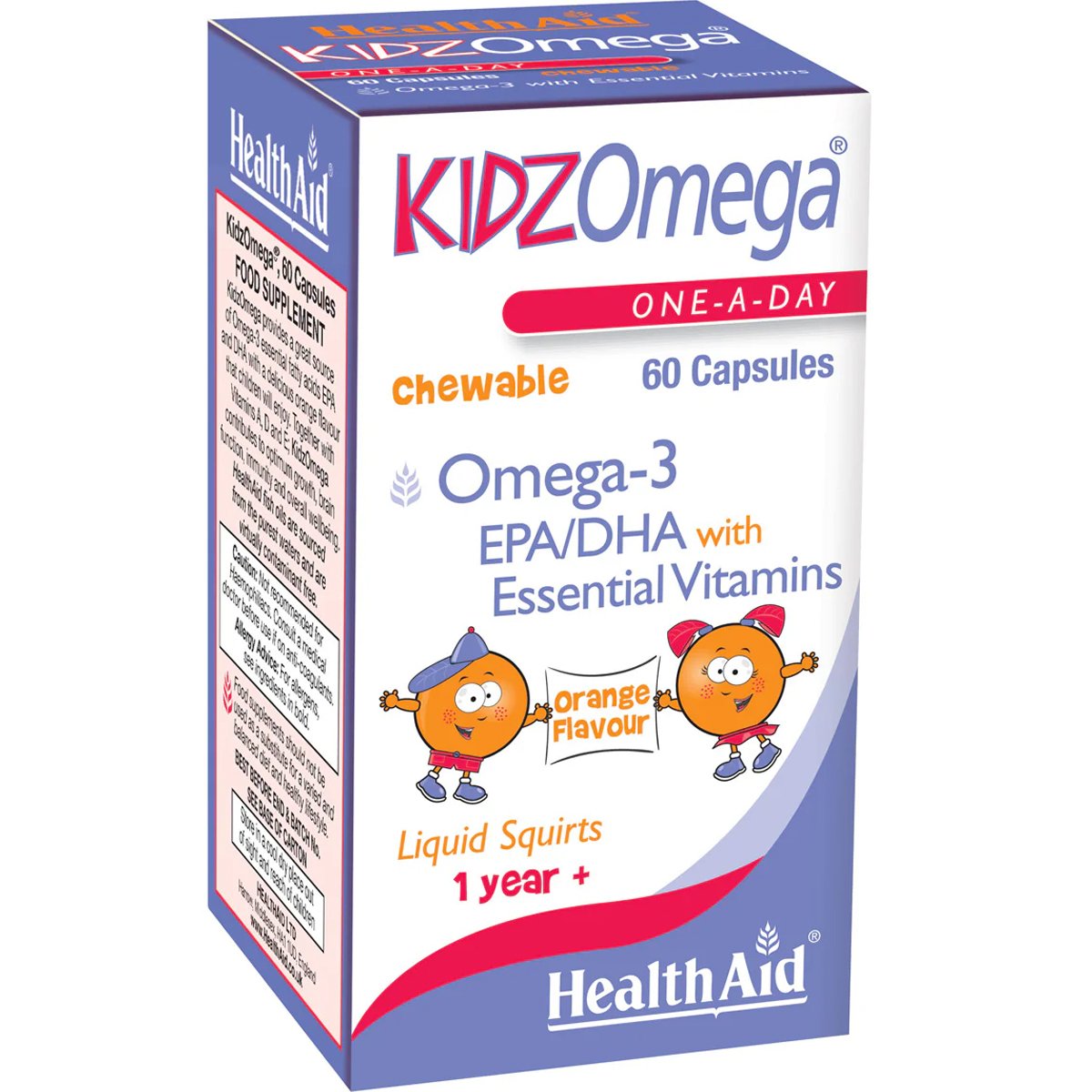 Health Aid Health Aid KIDZ Omega Συμπλήρωμα Διατροφής Ωμέγα 3 & Βιταμινών για τη Σωστή Ανάπτυξη & Λειτουργία του Εγκεφάλου & της Όρασης για Παιδιά με Γεύση Πορτοκάλι 60 Chew.caps