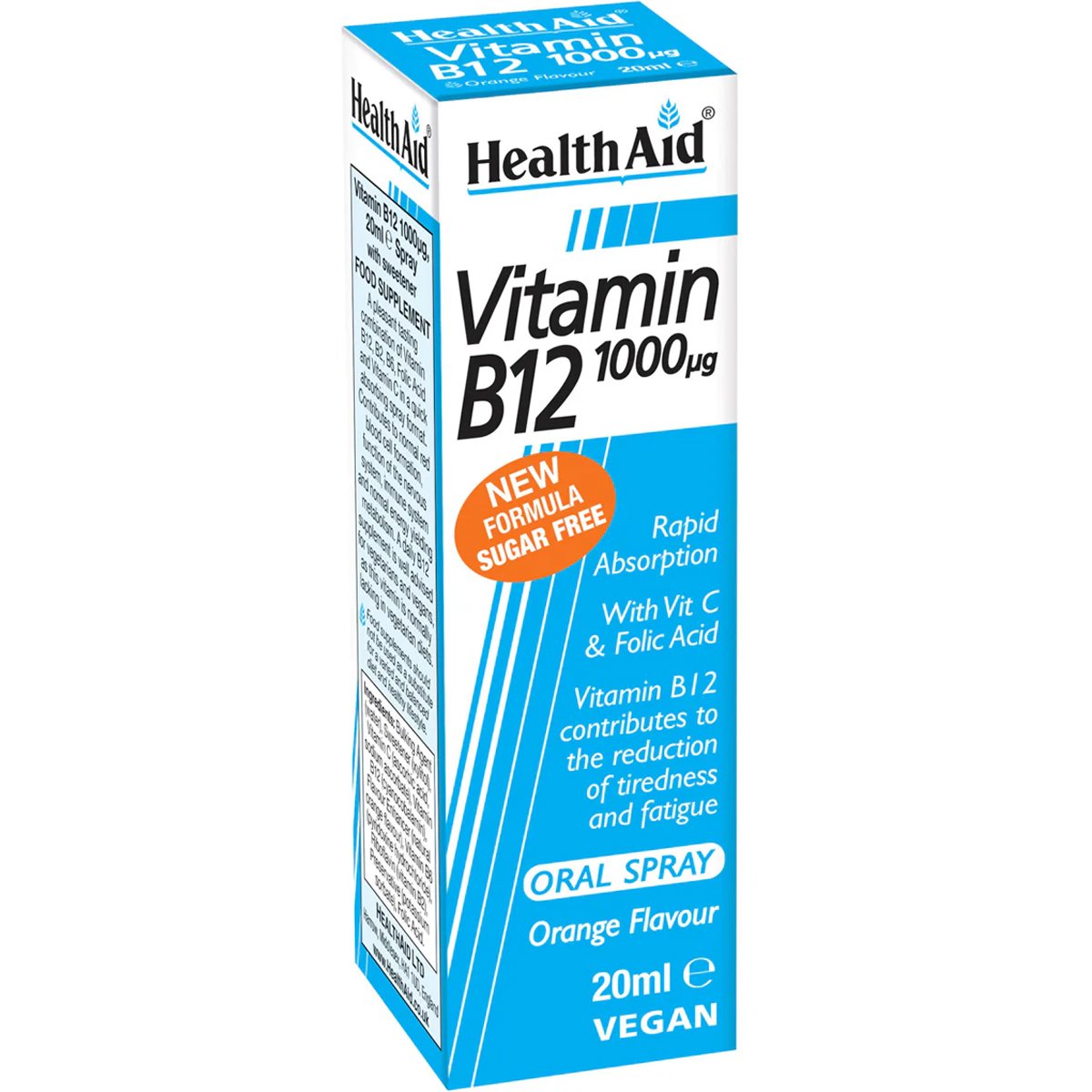 Health Aid Vitamin B12 1000μg Spray Συμπλήρωμα Διατροφής Βιταμίνης B12 για τη Φυσιολογική Λειτουργία του Νευρικού Συστήματος & Σωστή Αιμοποίηση με Γεύση Πορτοκάλι σε Μορφή Spray 20ml φωτογραφία