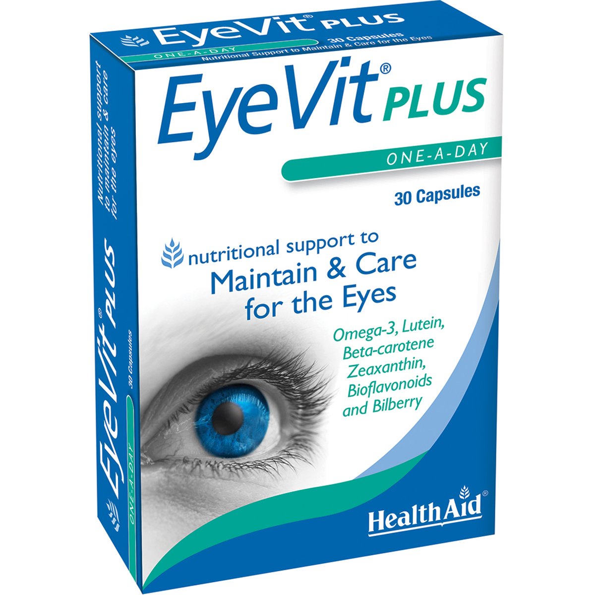 Health Aid EyeVit Plus Συμπλήρωμα Διατροφής Βιταμινών, Μετάλλων, Ωμέγα Λιπαρών Οξέων & Εκχυλίσματος Βοτάνων για την Καλή Υγεία των Ματιών, Διατήρηση της Καλής Όρασης με Ισχυρές Αντιοξειδωτικές Ιδιότητες 30caps