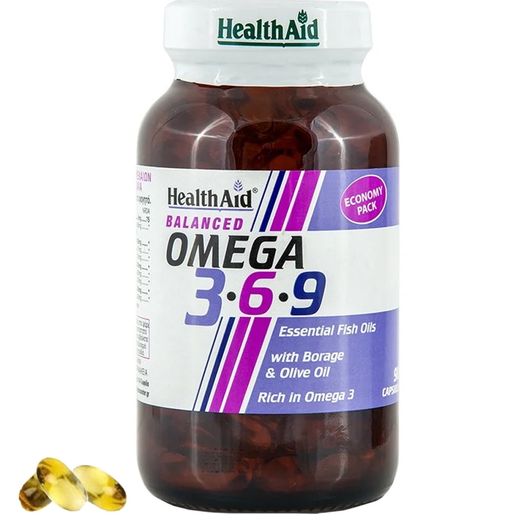 Health Aid Health Aid Omega 3-6-9 Συμπλήρωμα Διατροφής Συμπλέγματος Ωμέγα Λιπαρών Οξέων για την Ομαλή Λειτουργία της Καρδιάς του Εγκεφάλου & της Όρασης 90caps