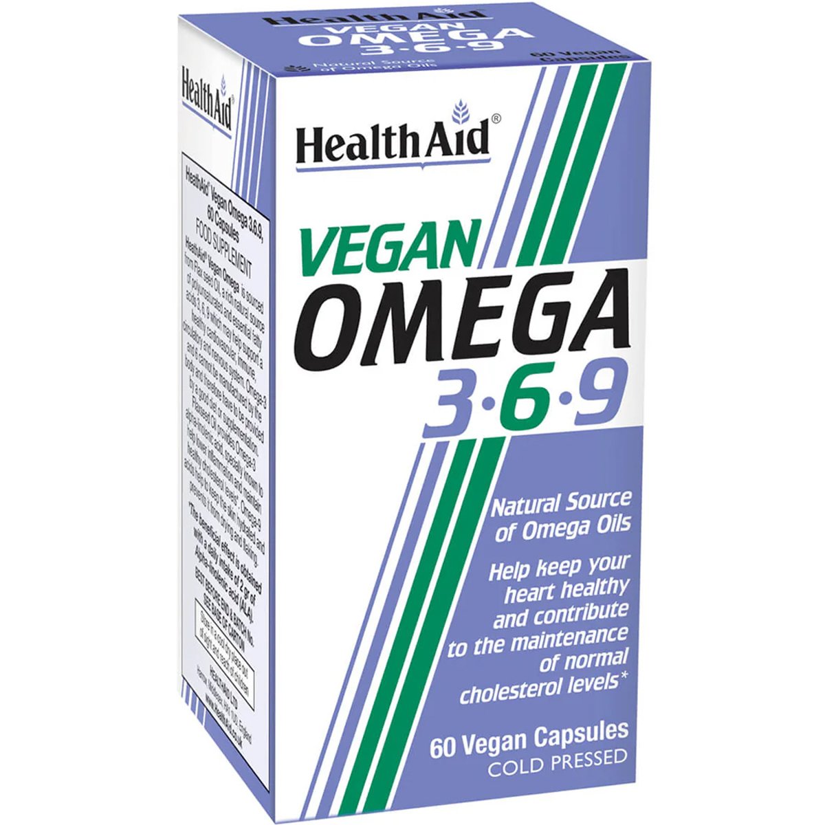 Health Aid Vegan Omega 3-6-9 Συμπλήρωμα Διατροφής Κατάλληλο για Αυστηρά Χορτοφάγους με Έλαιο Λιναρόσπορου Πλούσιο σε Ωμέγα Λιπαρά Οξέα για την Ομαλή Λειτουργία της Καρδιάς του Εγκεφάλου & της Όρασης 60caps