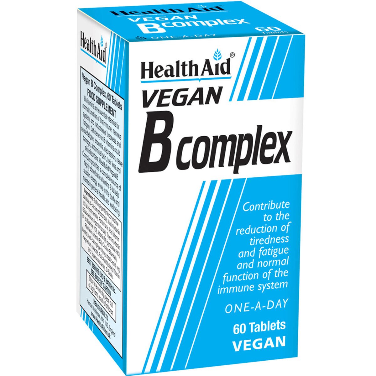 Health Aid Health Aid Vegan B Complex Συμπλήρωμα Διατροφής Συμπλέγματος Βιταμινών Β για Μείωση της Κούρασης, Κόπωσης & τη Φυσιολογική Λειτουργία του Νευρικού Συστήματος για Αυστηρά Χορτοφάγους 60tabs