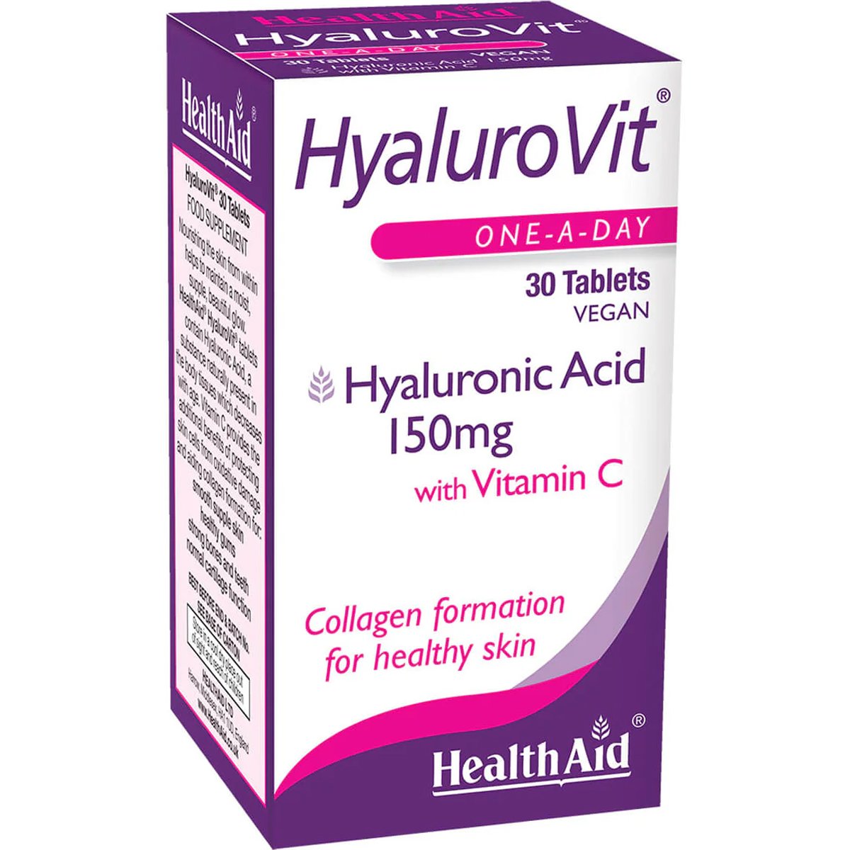 Health Aid Health Aid HyaluroVit 150mg Συμπλήρωμα Διατροφής με Υαλουρονικό Οξύ & Βιταμίνη C για Αύξηση της Παραγωγής Κολλαγόνου, Γέμισμα των Ρυτίδων & Ενίσχυση του Χόνδρου των Αρθρώσεων 30tabs