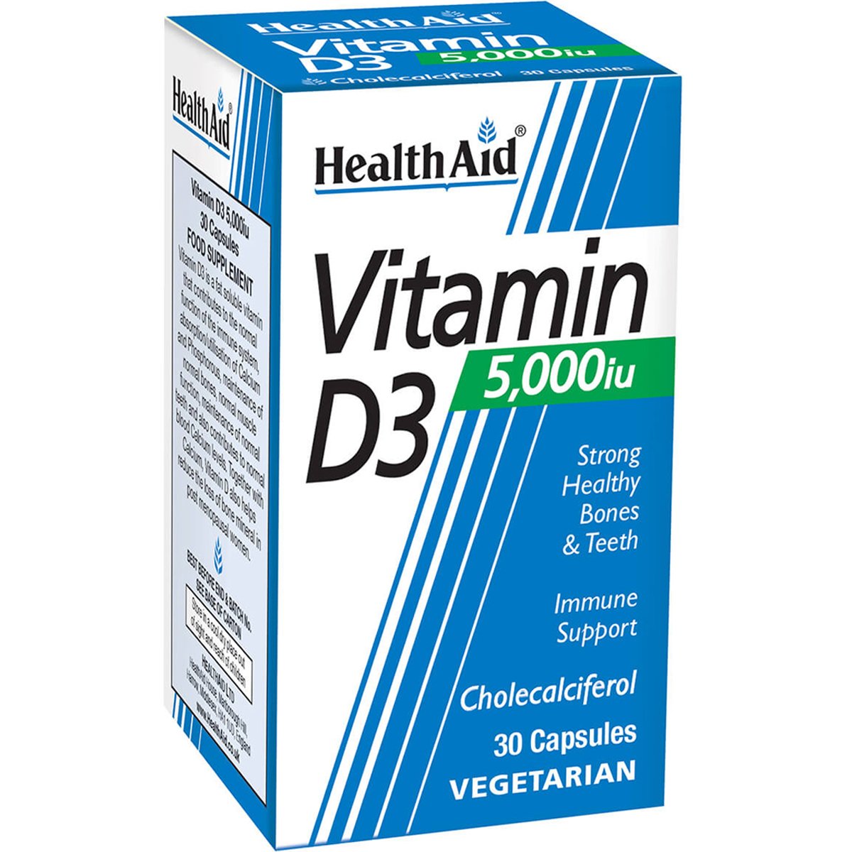 Health Aid Health Aid Vitamin D3 5000iu Συμπλήρωμα Διατροφής Βιταμίνης D3 για την Καλή Υγεία των Οστών, Δοντιών & Ενίσχυση του Ανοσοποιητικού 30caps