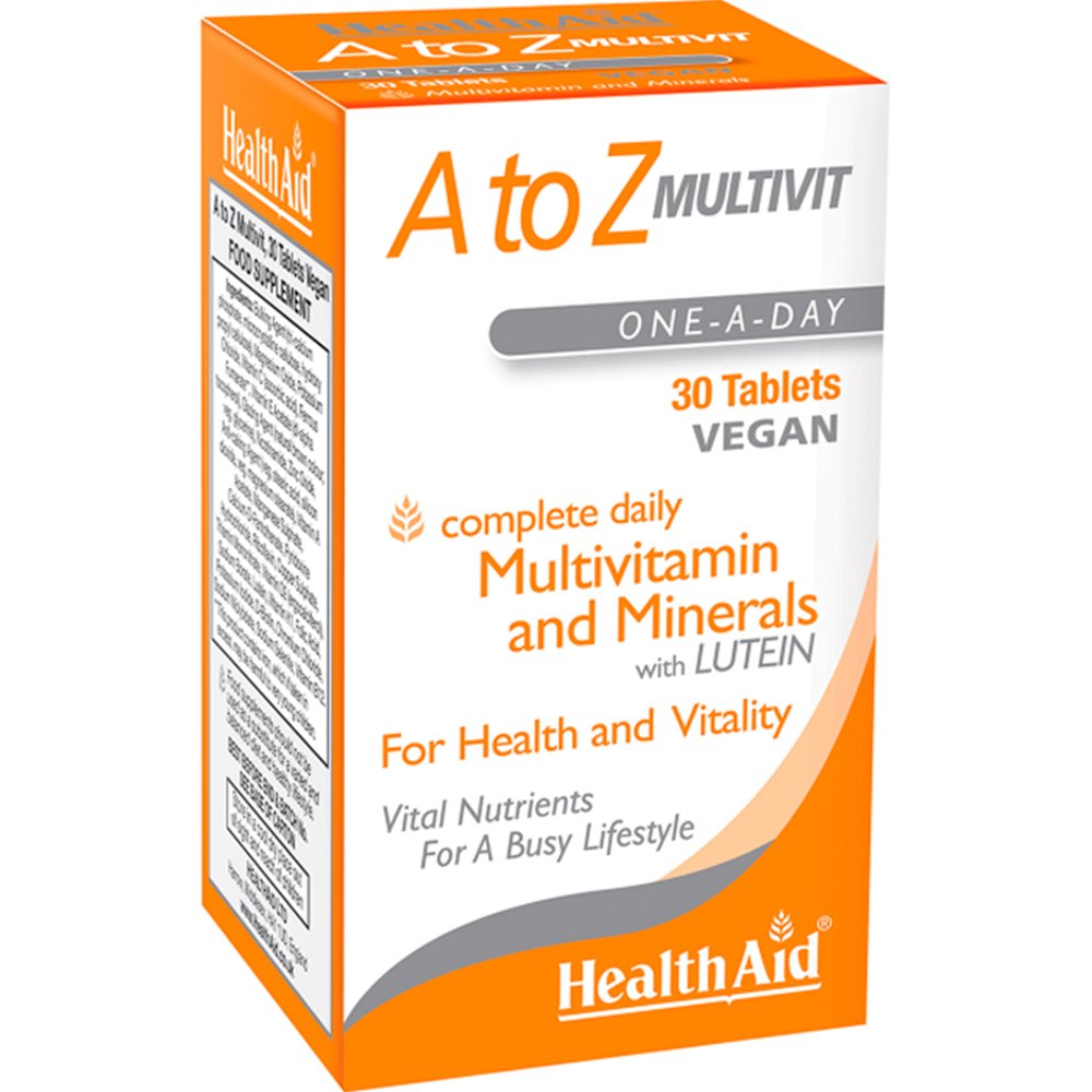 Health Aid A to Z Multivitamin & Minerals Συμπλήρωμα Διατροφής Πολυβιταμινών & Μετάλλων για Ενέργεια, Τόνωση & Γερό Ανοσοποιητικό 30tabs