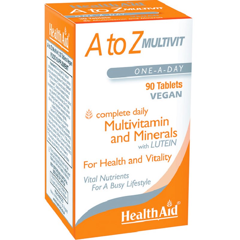 Health Aid A to Z Multivitamin & Minerals Συμπλήρωμα Διατροφής Πολυβιταμινών & Μετάλλων για Ενέργεια, Τόνωση & Γερό Ανοσοποιητικό 90tabs φωτογραφία