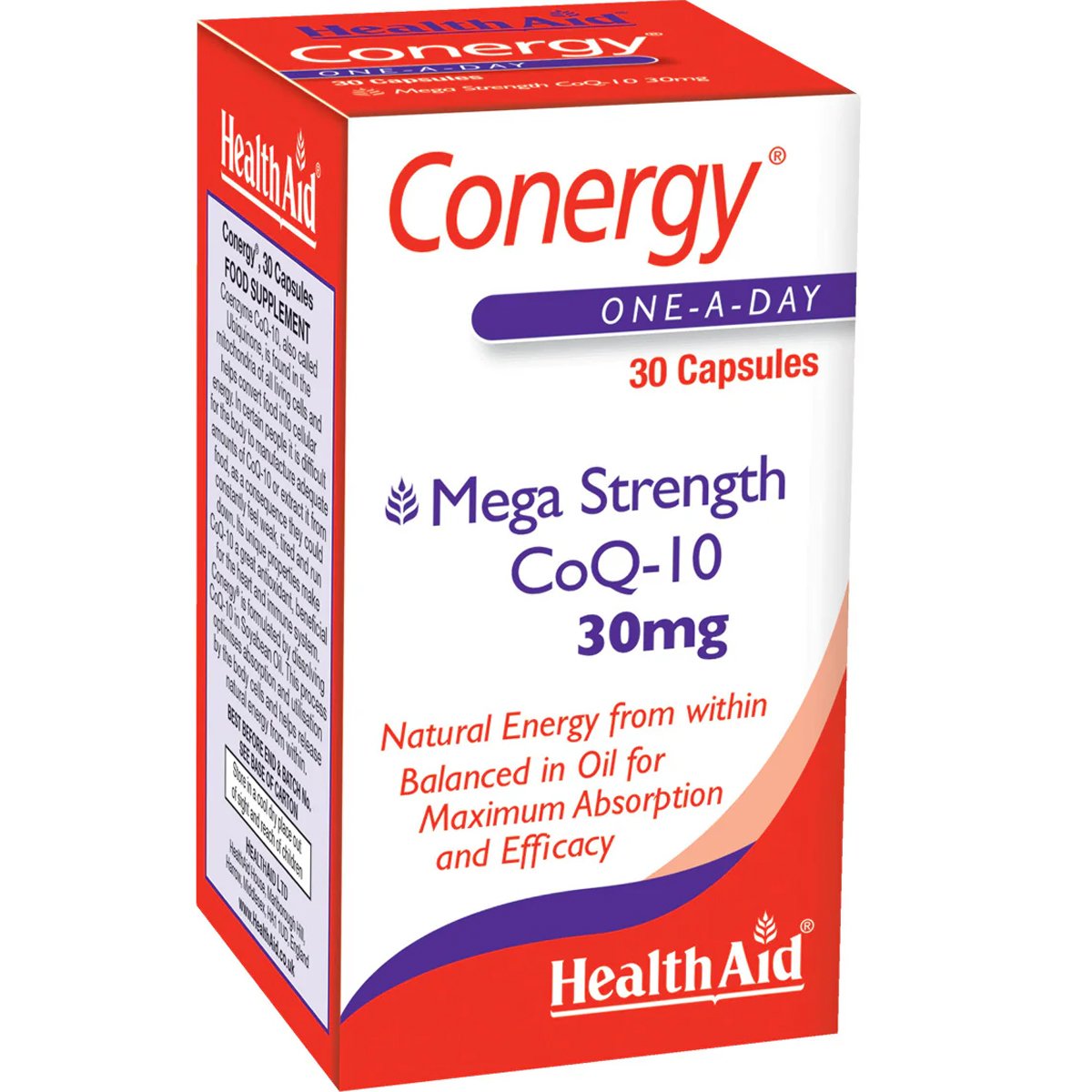 Health Aid Conergy CoQ-10 30mg Συμπλήρωμα Διατροφής Συνενζύμου Q10 για Ενέργεια σε Κυτταρικό επίπεδο με Ισχυρές Αντιοξειδωτικές Ιδιότητες 30caps φωτογραφία