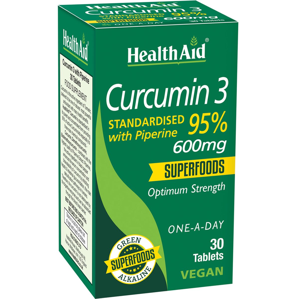 Health Aid Health Aid Curcumin 3 600mg Συμπλήρωμα Διατροφής Εκχυλίσματος Κουρκουμά & Μαύρου Πιπεριού Κατά της Δυσπεψίας με Ισχυρές Αντιφλεγμονώδεις & Αντιοξειδωτικές Ιδιότητες 30tabs