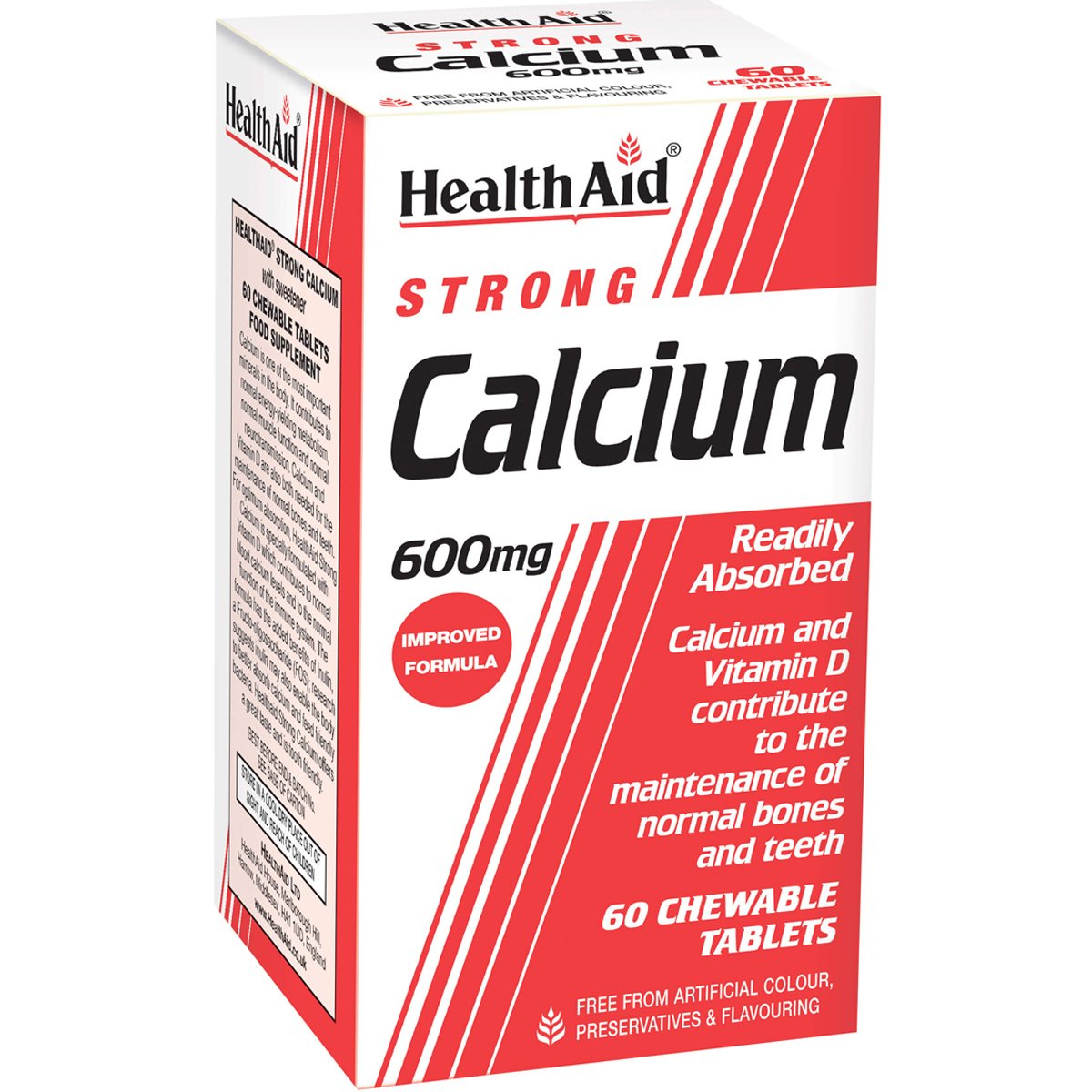 Health Aid Health Aid Calcium Strong 600mg Συμπλήρωμα Διατροφής Ασβεστίου, Βιταμίνης D3 & Πρεβιοτικών για την Καλή Υγεία των Οστών & Δοντιών 60 Chew.tabs