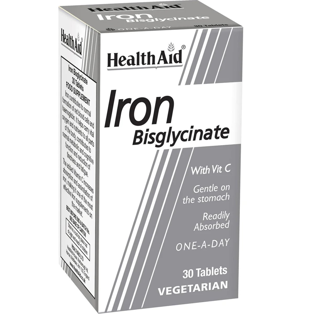 Health Aid Health Aid Iron Bisglycinate Συμπλήρωμα Διατροφής Σιδήρου Δισγλυκινικής Μορφής & Βιταμίνης C Παρατεταμένης Αποδέσμευσης Μέγιστης Απορρόφησης Κατά της Χρόνιας Κόπωσης για την Καλή Λειτουργία του Αιμοποιητικού 30tabs