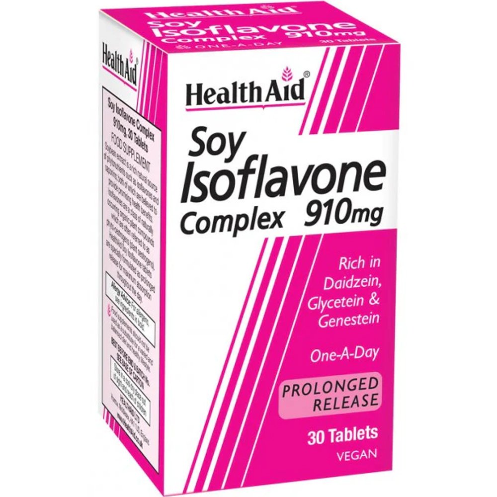 Health Aid Health Aid Soy Isoflavone Complex 910mg Συμπλήρωμα Διατροφής με Ισοφλαβίνες Σόγιας για την Αντιμετώπιση των Συμπτωμάτων της Εμμηνόπαυσης Καλή Υγεία της Καρδιάς, Οστών & Ορμονική Ισορροπία 30tabs