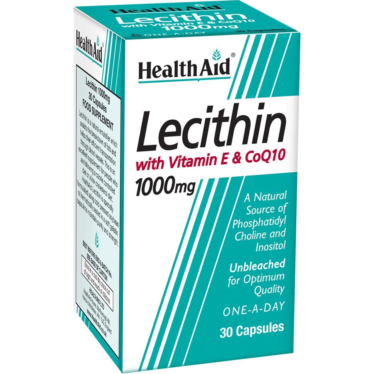 Health Aid Lecithin 1000mg with Vitamin E & CoQ10 Συμπλήρωμα Διατροφής Λεκιθίνης, Βιταμίνης Ε & Συνενζύμου Q10 για το Μεταβολισμό του Λίπους, Έλεγχο Βάρους & της Χοληστερίνης με Αντιοξειδωτικές Ιδιότητες 30caps