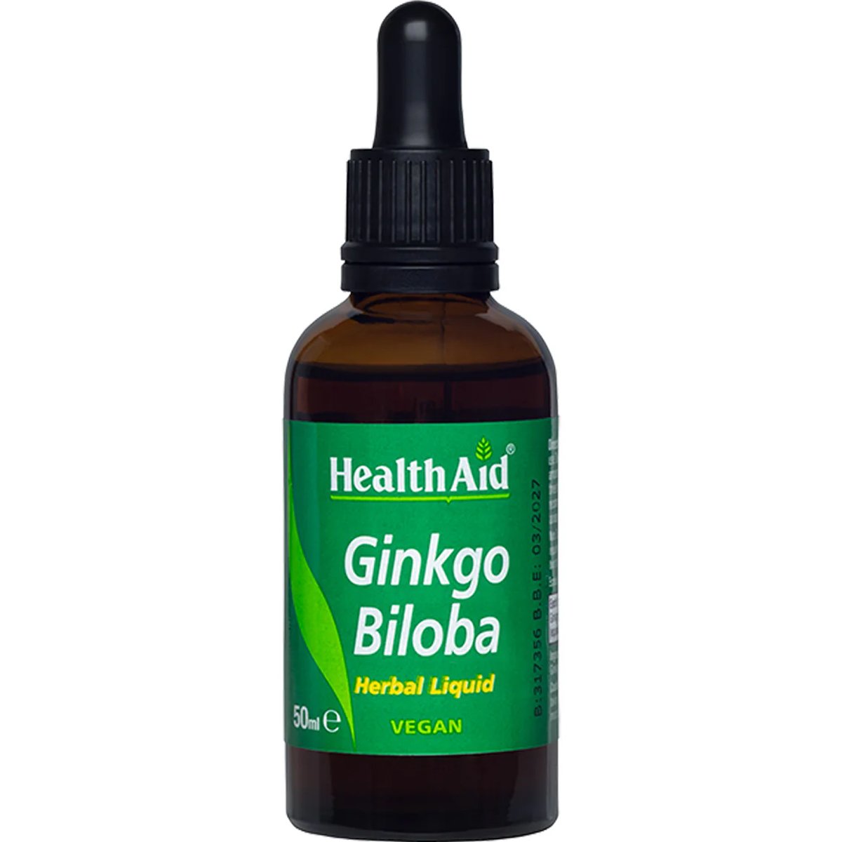 Health Aid Ginkgo Biloba Herbal Liquid Συμπλήρωμα Διατροφής Εκχυλίσματος του Βοτάνου Ginkgo Biloba για Ενίσχυση της Μνήμης & Καλή Λειτουργία του Κυκλοφορικού Συστήματος σε Πόσιμο Υγρό 50ml