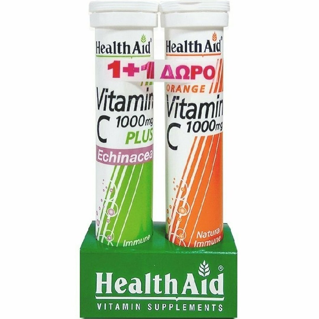 Health Aid Health Aid Promo Vitamin C 1000mg Plus Echinachea 20 Effer.tabs Lemon + Δώρο Vitamin C 1000mg 20 Effer.tabs - Orange