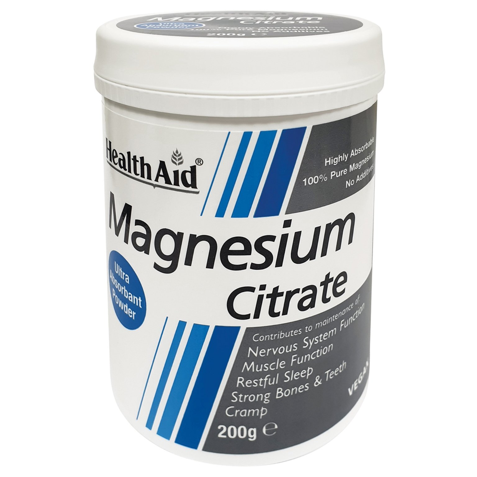 Health Aid Health Aid Magnesium Citrate Συμπλήρωμα Διατροφής με Μαγνήσιο σε Μορφή Σκόνης 200gr