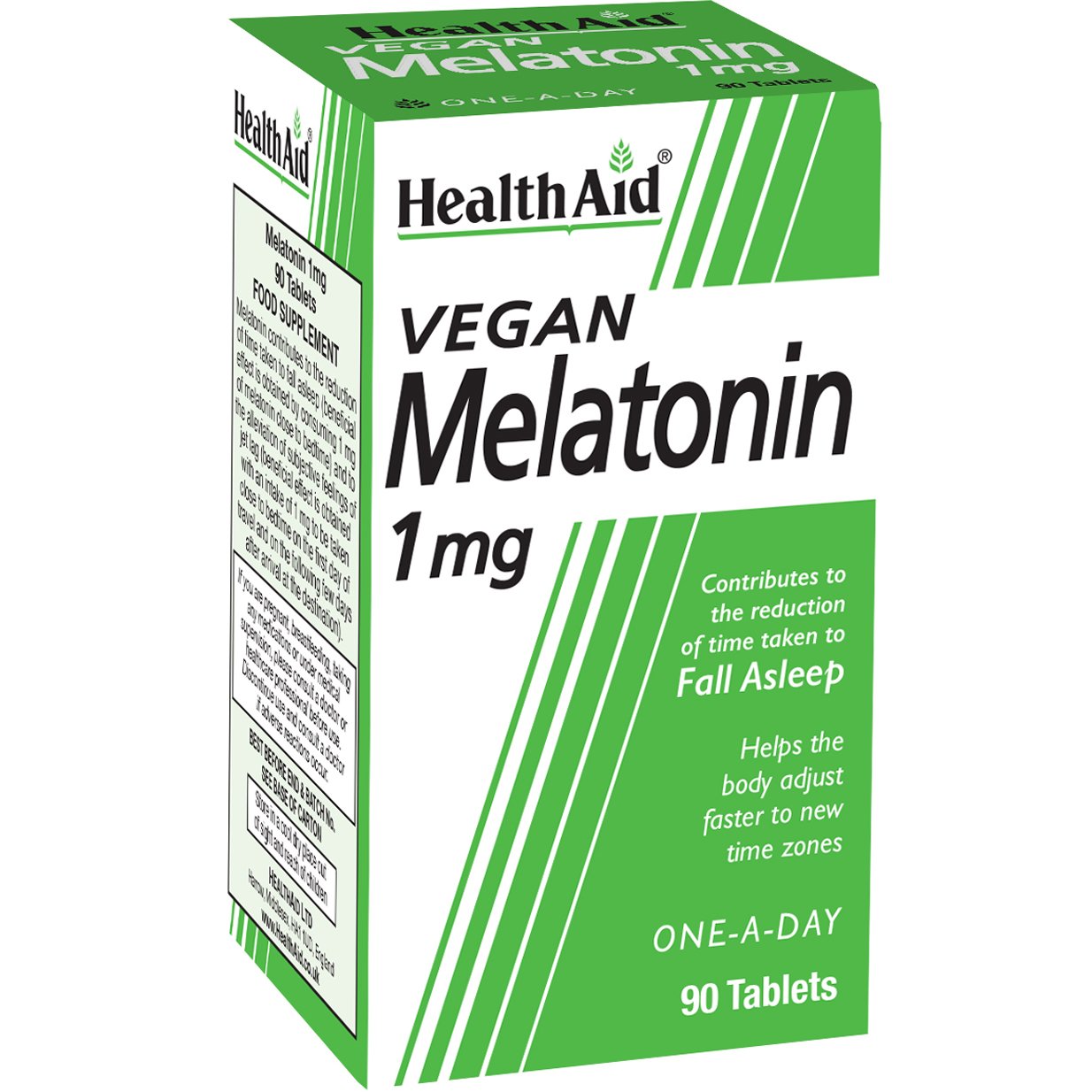 Health Aid Health Aid Vegan Melatonin Συμπλήρωμα Διατροφής Μελατονίνης Φυτικής Προέλευσης για Μείωση του Χρόνου Έλευσης του Ύπνου Κατά της Αϋπνίας 1mg, 90tabs