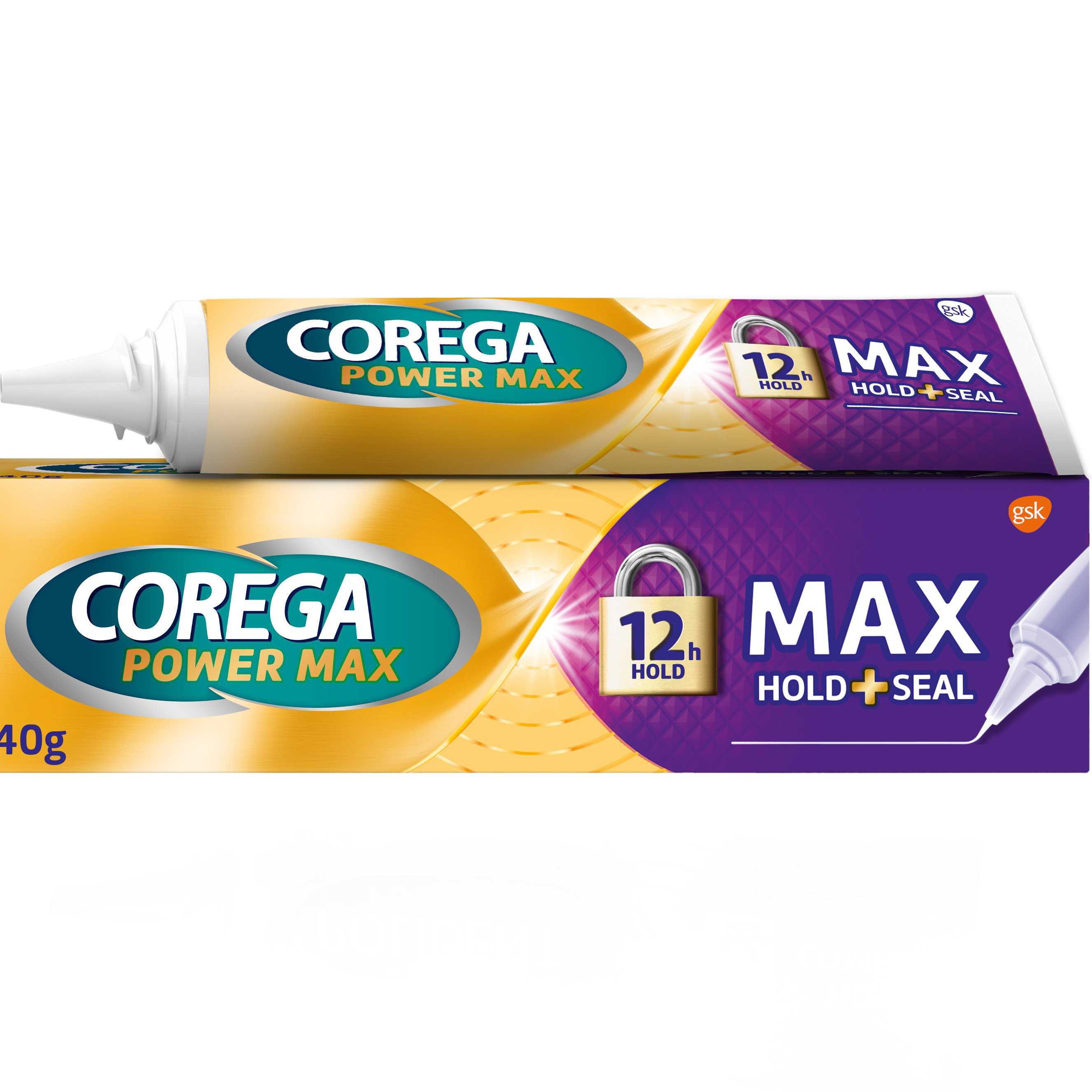 Corega Corega Max Hold & Seal Στερεωτική Κρέμα για Οδοντοστοιχίες, Ισχυρή Συγκράτηση Όλη Μέρα 40gr