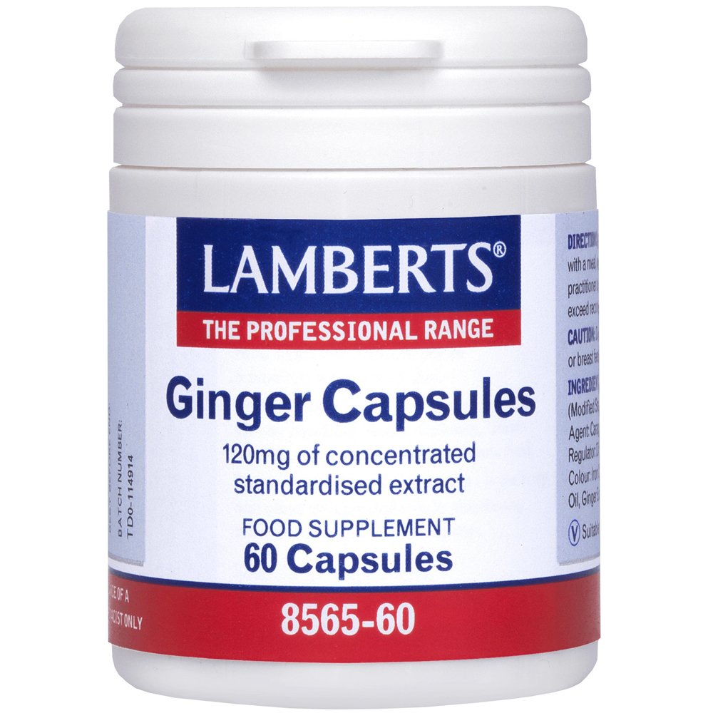 Lamberts Lamberts Ginger Capsules Συμπλήρωμα Διατροφής Εκχυλίσματος Πιπερόριζας για Αντιμετώπιση Διαταραχών της Πέψης 120mg, 60caps