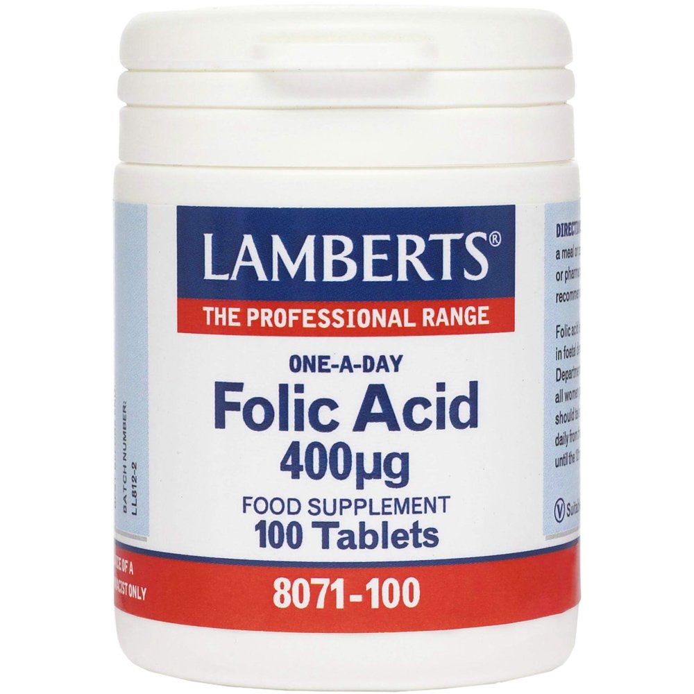 Lamberts Lamberts Folic Acid Συμπλήρωμα Διατροφής Φολικού Οξέως που Συμβάλει στη Σωστή Σύνθεση της Γενετικής Πληροφορίας για μια Ομαλή Εγκυμοσύνη 400μg, 100tabs